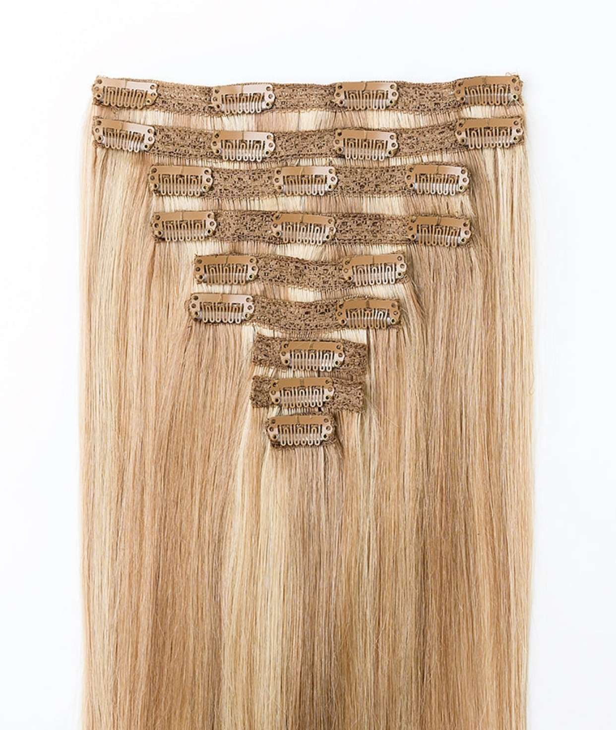 #16/22 Caramel Light Blonde Mix Classic Clip In Hair Extensions 9pcs