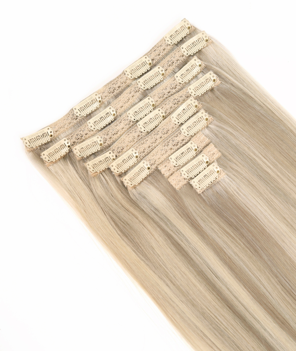 #18/60 Pearl Ash Blonde Highlights Classic Clip In Hair Extensions 9pcs — Value Grade