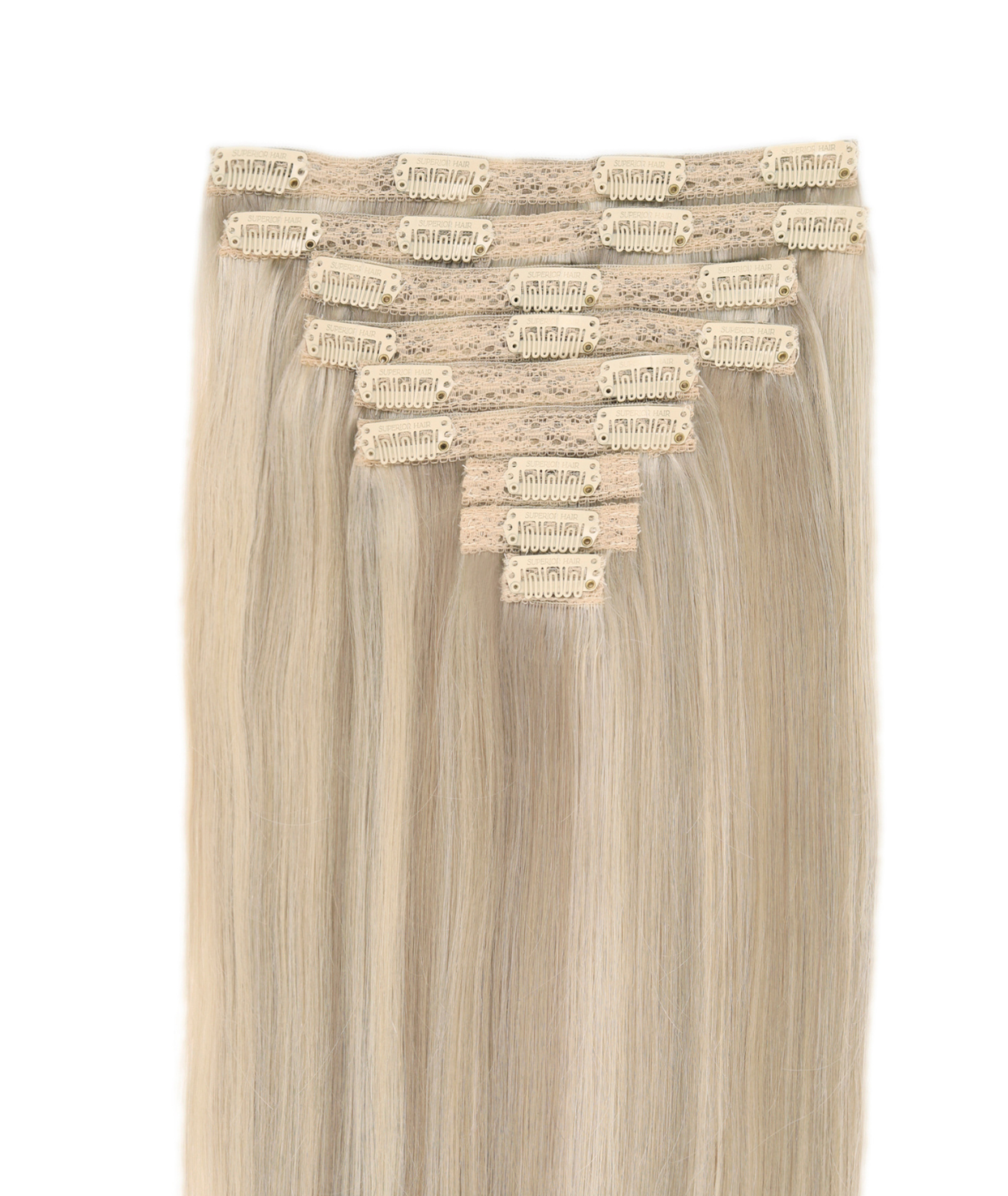 #18/60 Pearl Ash Blonde Highlights Classic Clip In Hair Extensions 9pcs — Value Grade