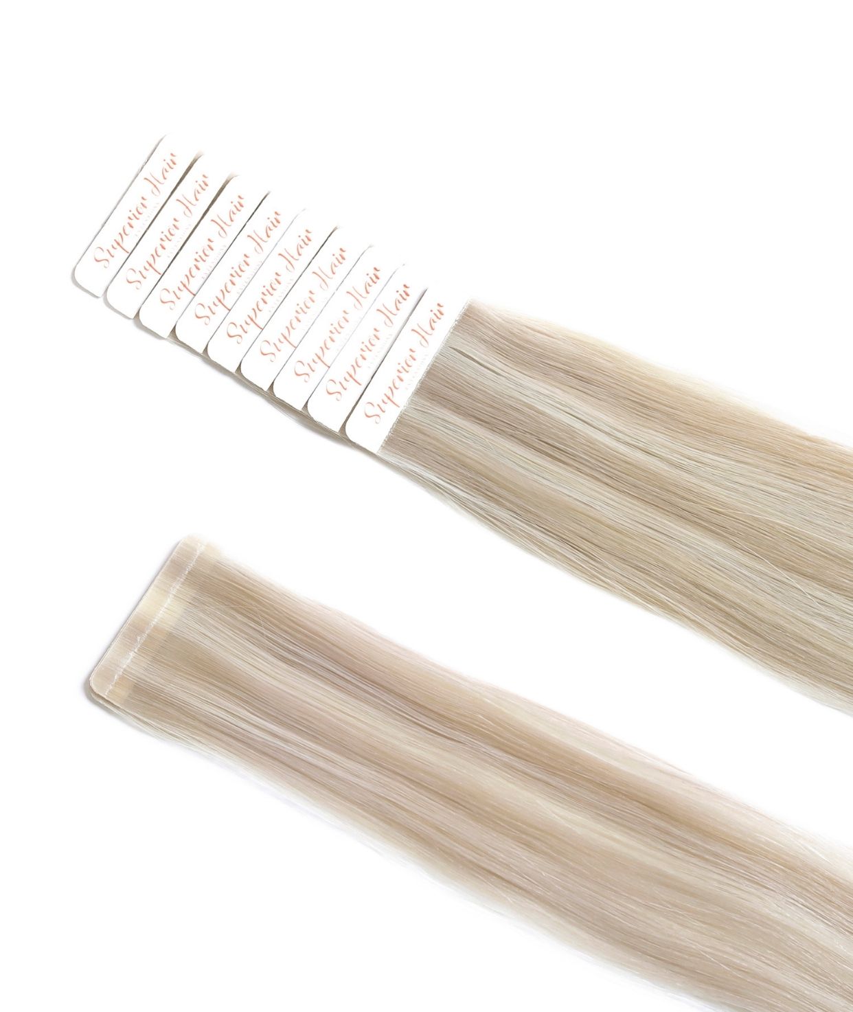 #18/60 Pearl Ash Blonde Highlights Ultra Seamless Tape In Hair Extensions
