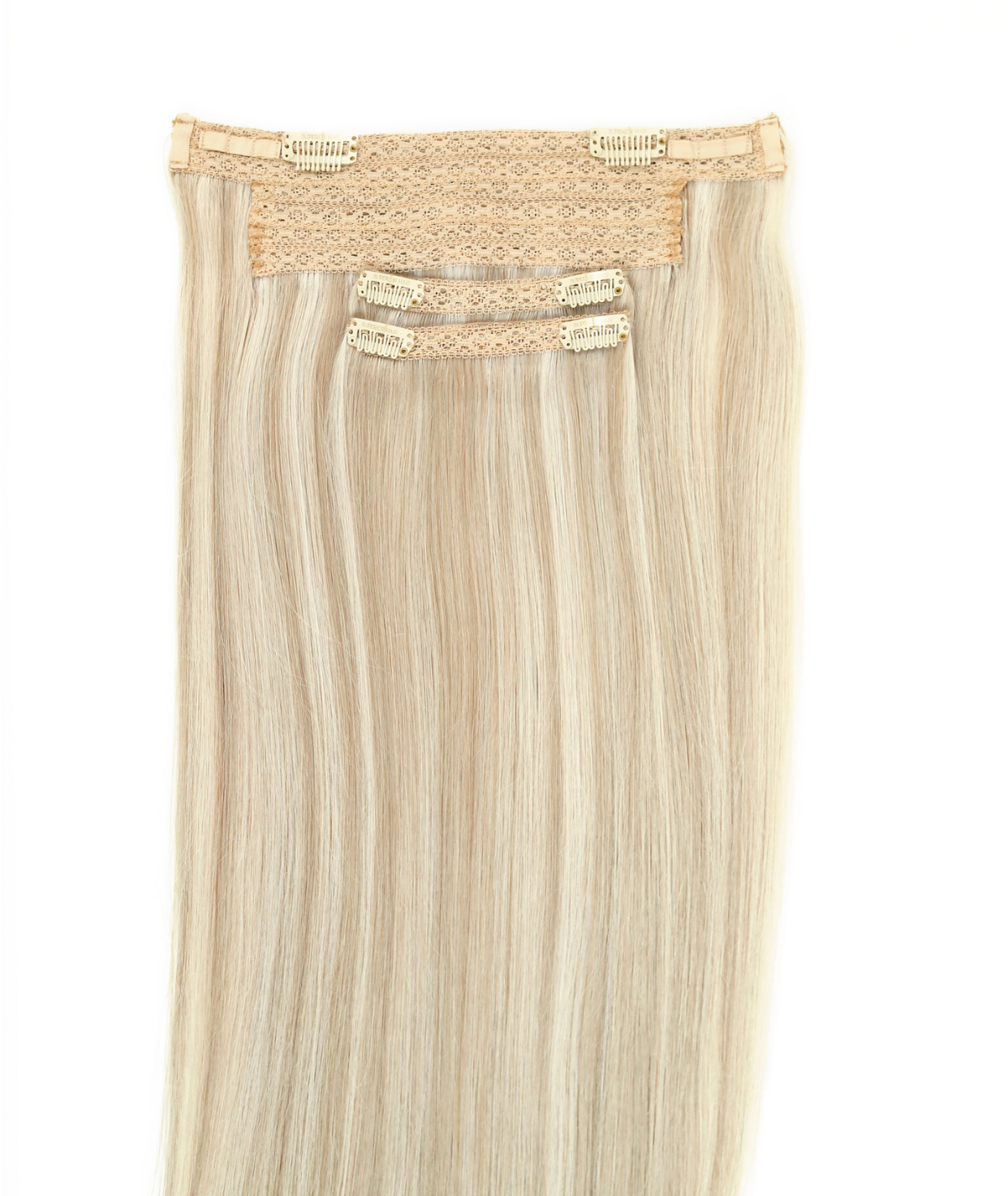 #18/60 Pearl Ash Blonde Highlights Classic Halo Hair Extensions