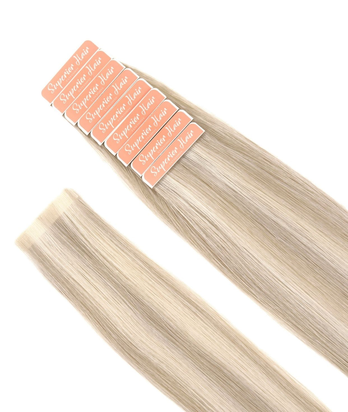 #18/60 Pearl Ash Blonde HL Invisi Tape Hair Extensions — Value Grade
