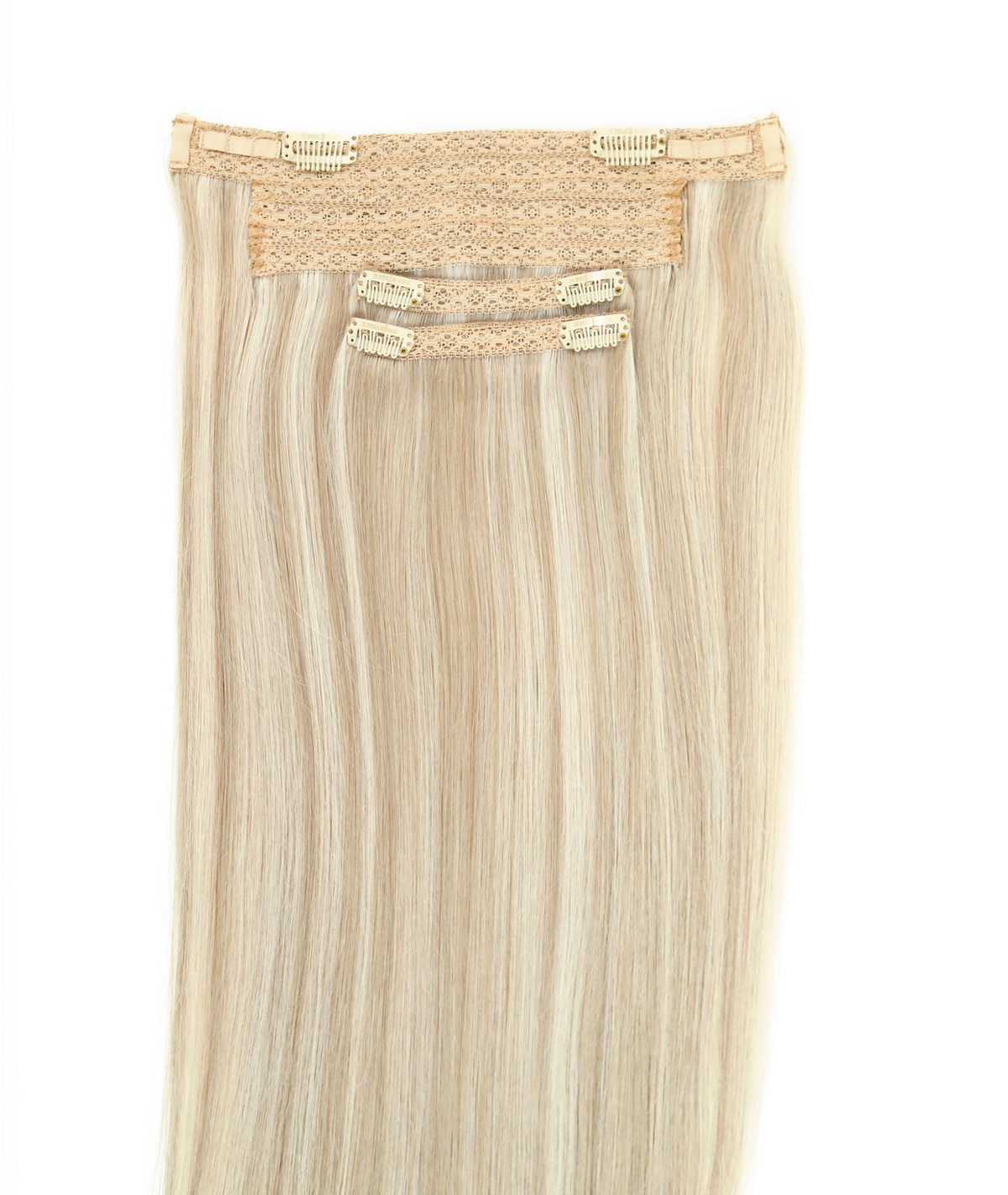 #18/60 Pearl Ash Blonde Highlights Classic Halo Hair Extensions — Value Grade