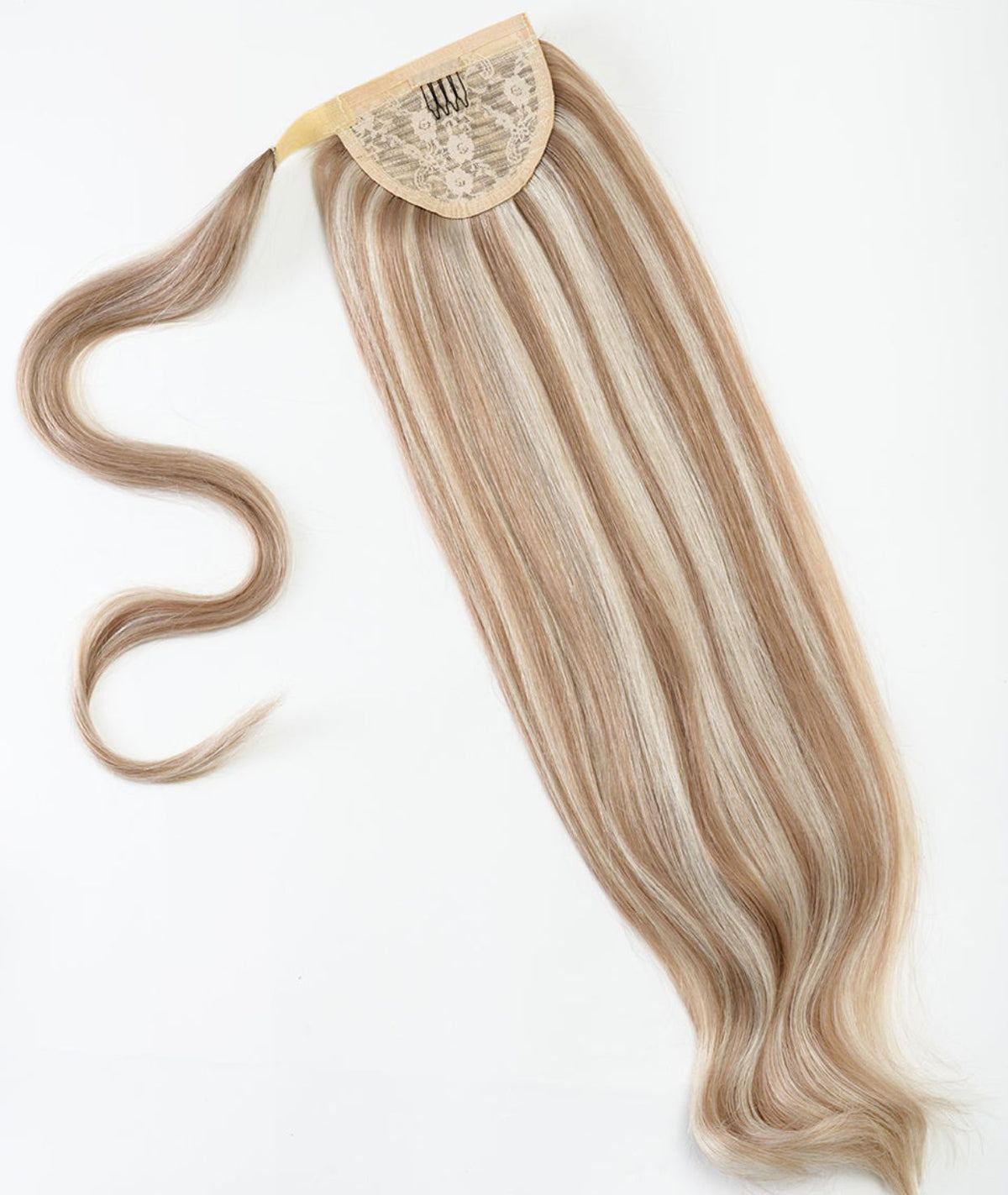 #18/60 Pearl Ash Blonde Highlights Ponytail Extensions — Value Grade
