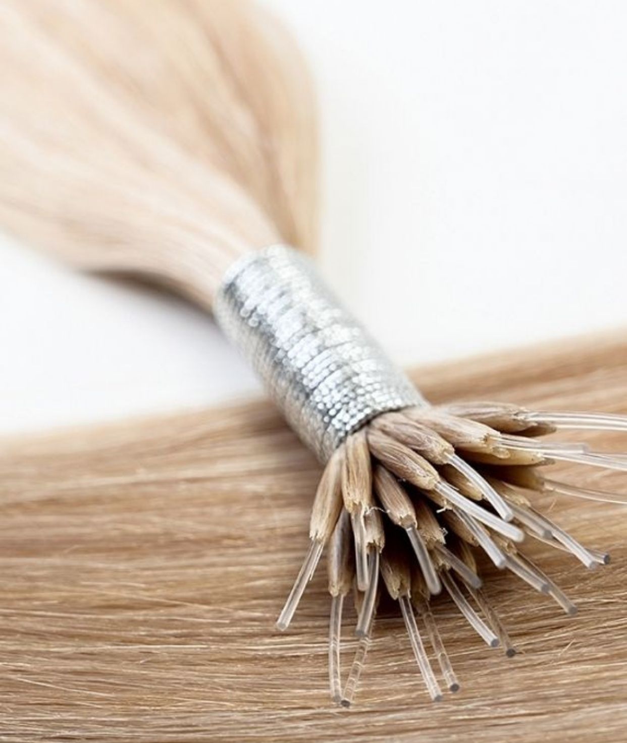 #60 Whitest Ash Blonde Nano Tip Hair Extensions — Value Grade