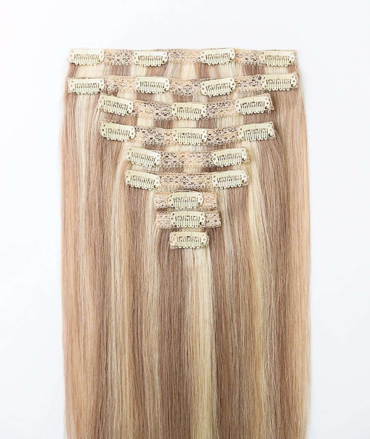 #18/613 Ash Blonde Highlights Classic Clip In Hair Extensions 9pcs