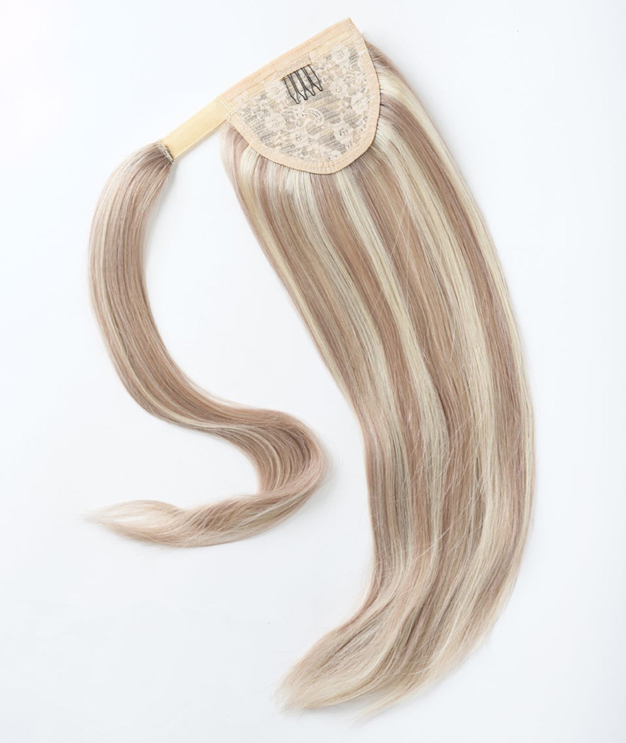 #18/613 Ash Blonde Highlights Ponytail Extensions — Value Grade