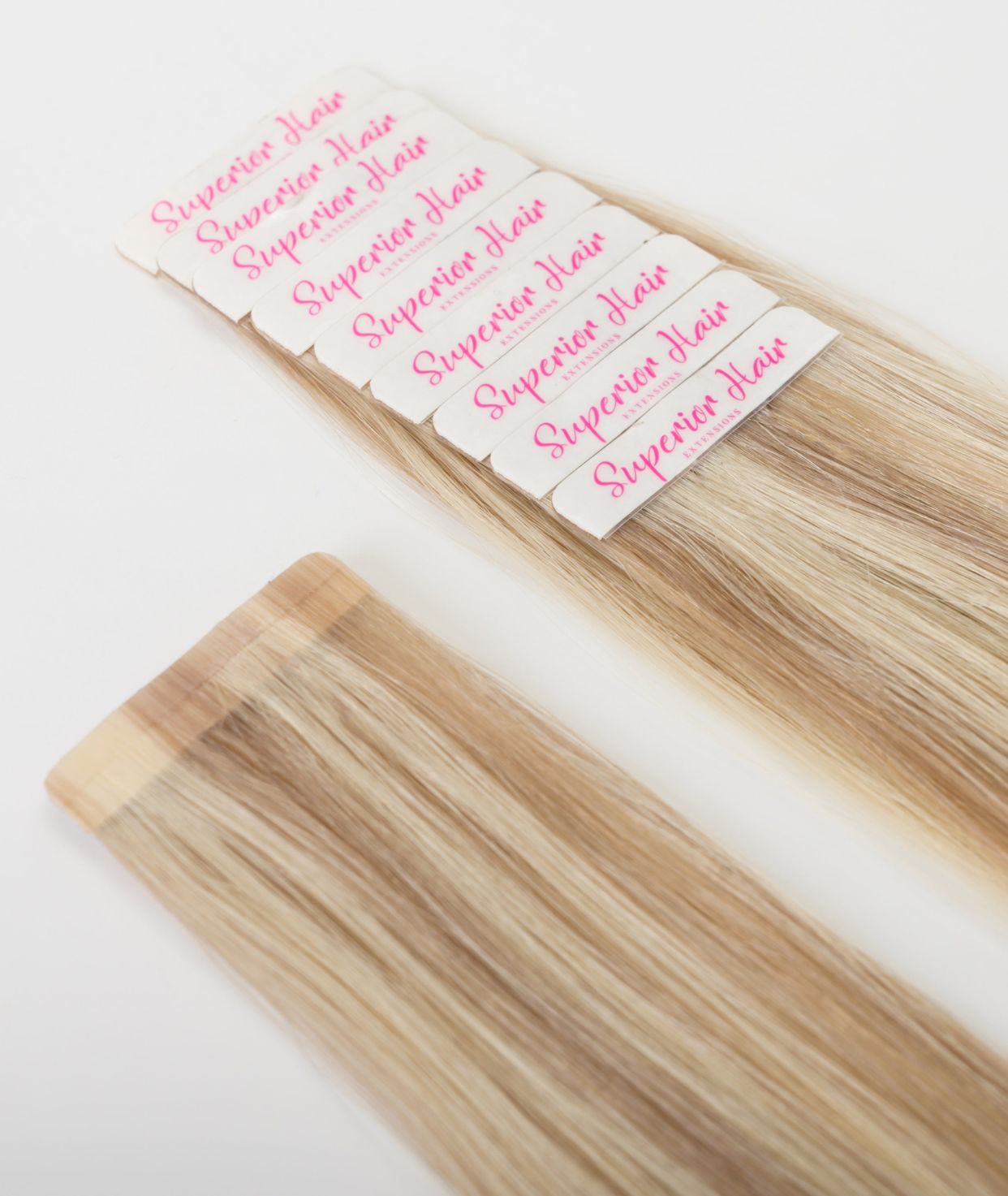 #18/613 Ash Blonde Highlights Ultra Seamless Tape In Extensions