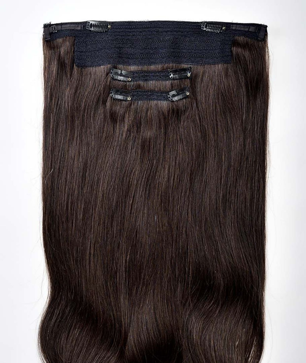 #1BL Darkest Brown Classic Halo Hair Extensions — Value Grade