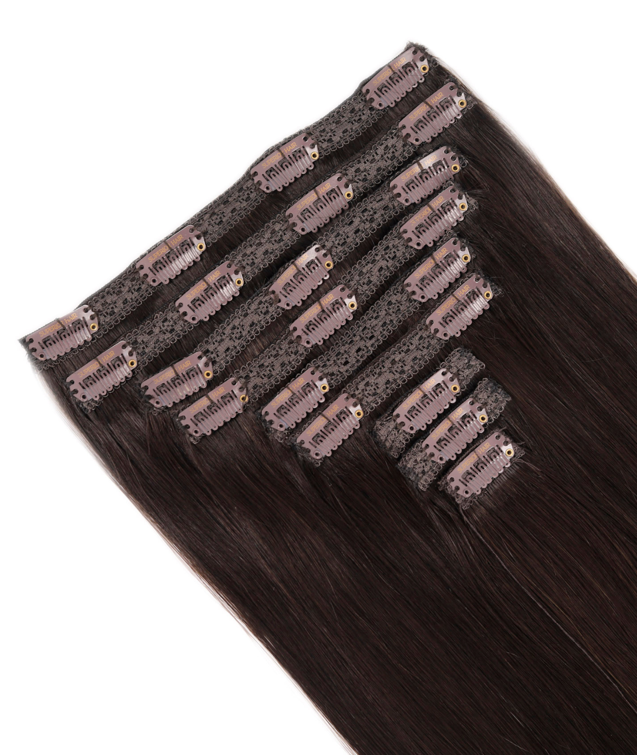 #1BL Darkest Brown Classic Clip In Hair Extensions 9pcs — Value Grade