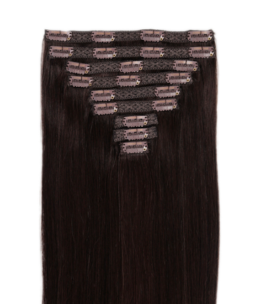 #1BL Darkest Brown Classic Clip In Hair Extensions 9pcs