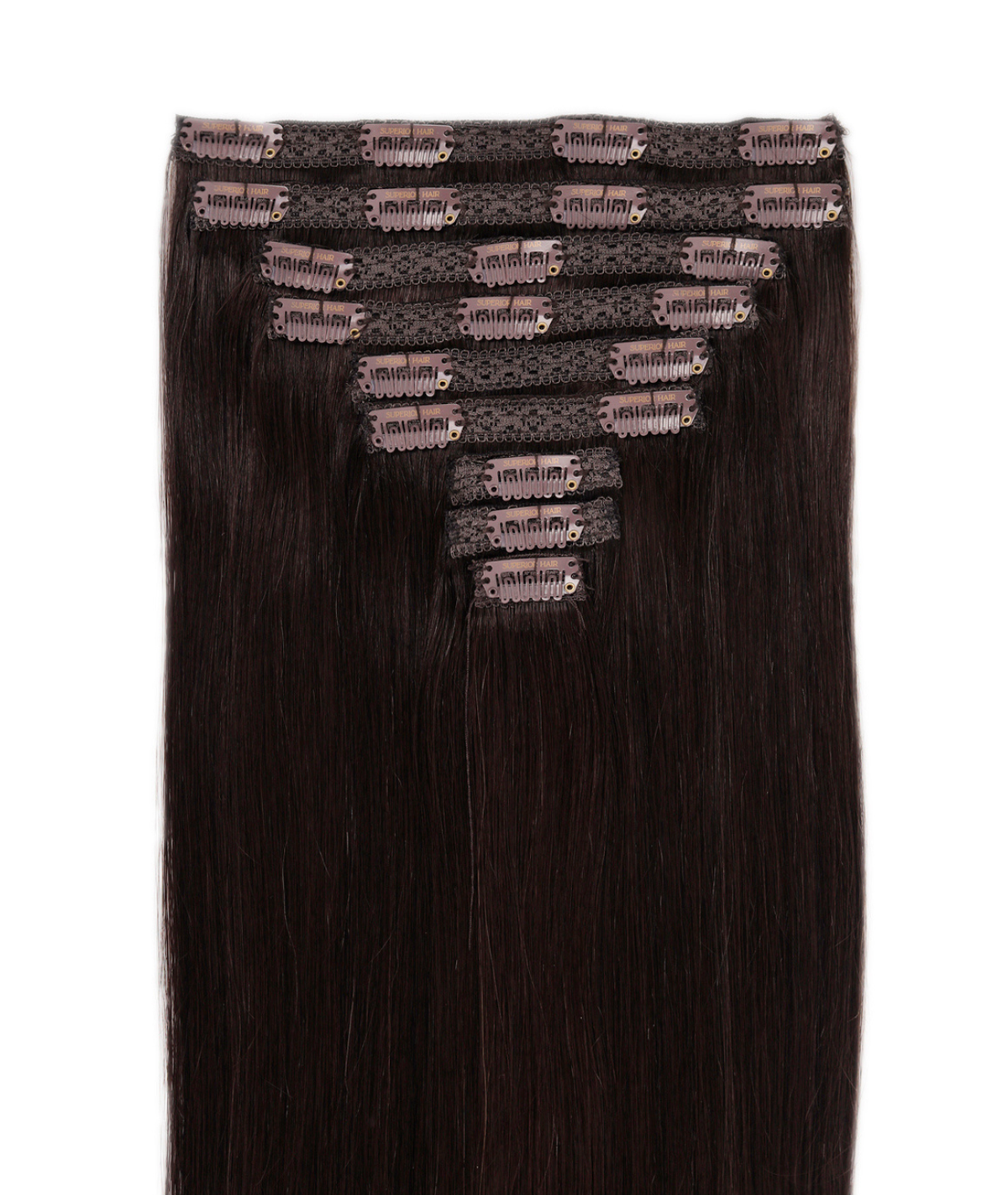 #1BL Darkest Brown Classic Clip In Hair Extensions 9pcs — Value Grade