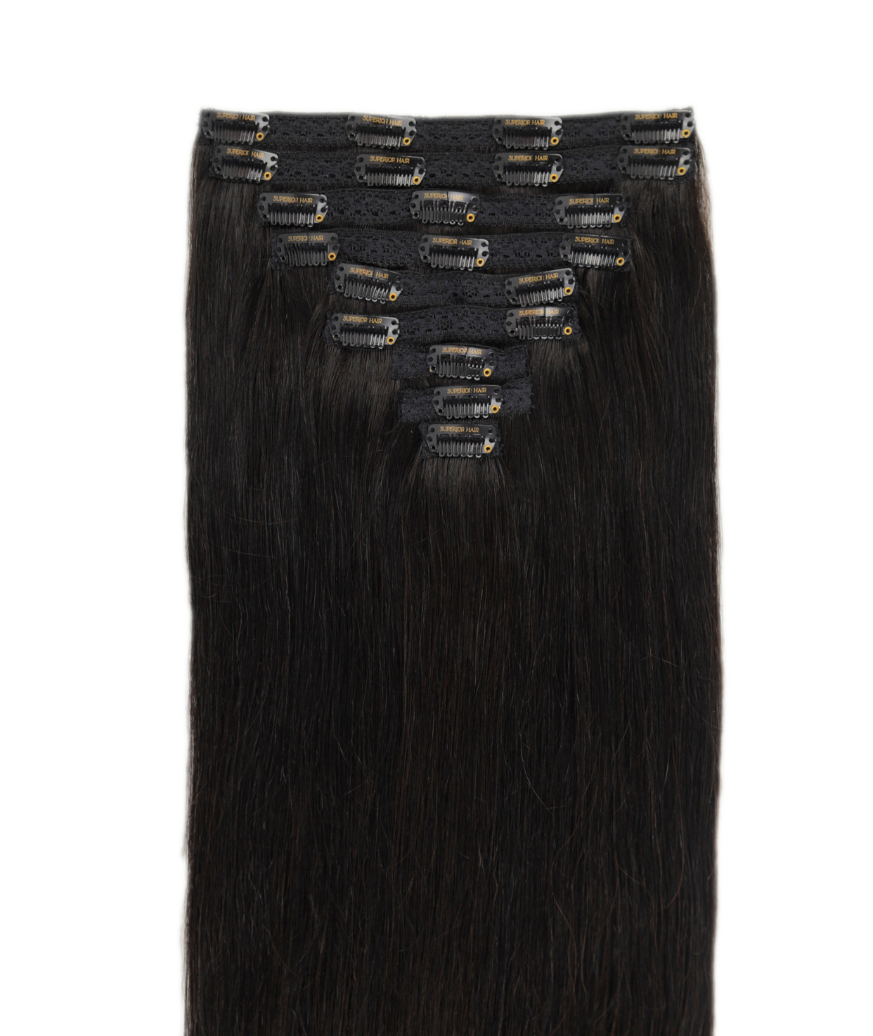 #1B Off-Black Classic Clip In Hair Extensions 9pcs