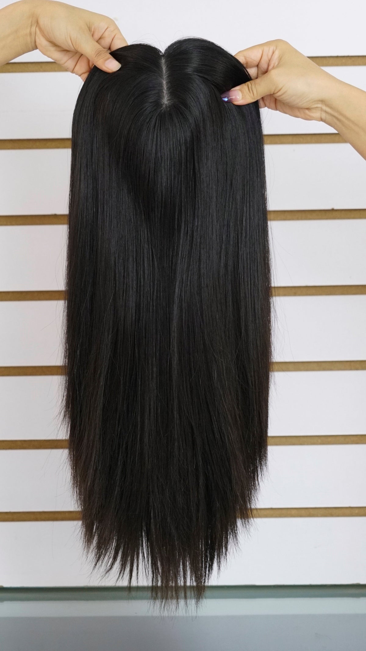 #1B Off Black Women&#39;s Injection Human Hair Topper