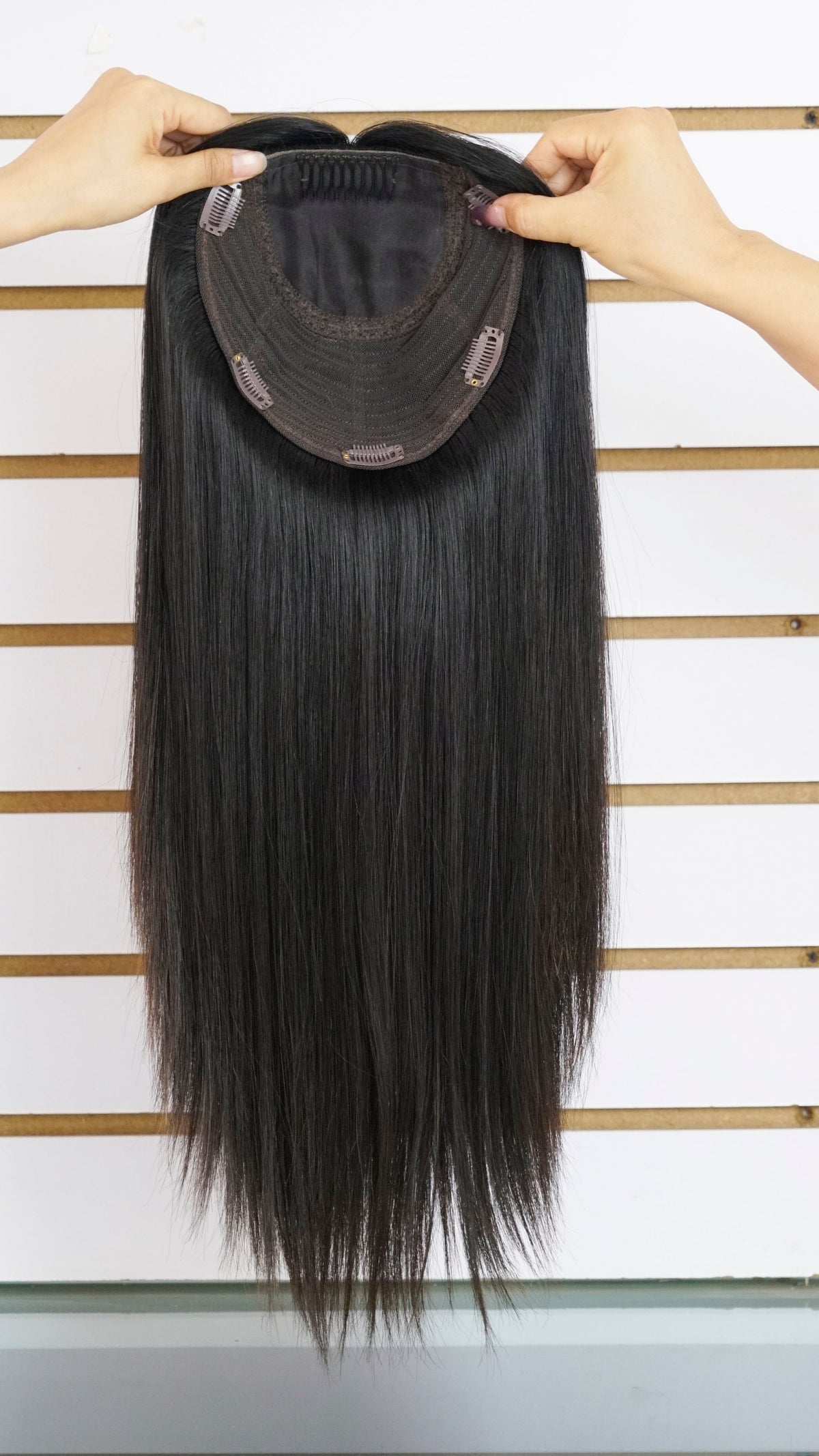 #1B Off Black Women&#39;s Injection Human Hair Topper