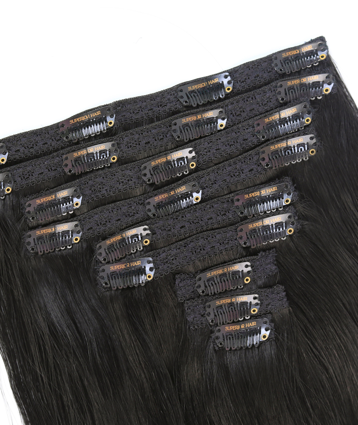 #1 Jet Black Classic Clip In Hair Extensions 9pcs