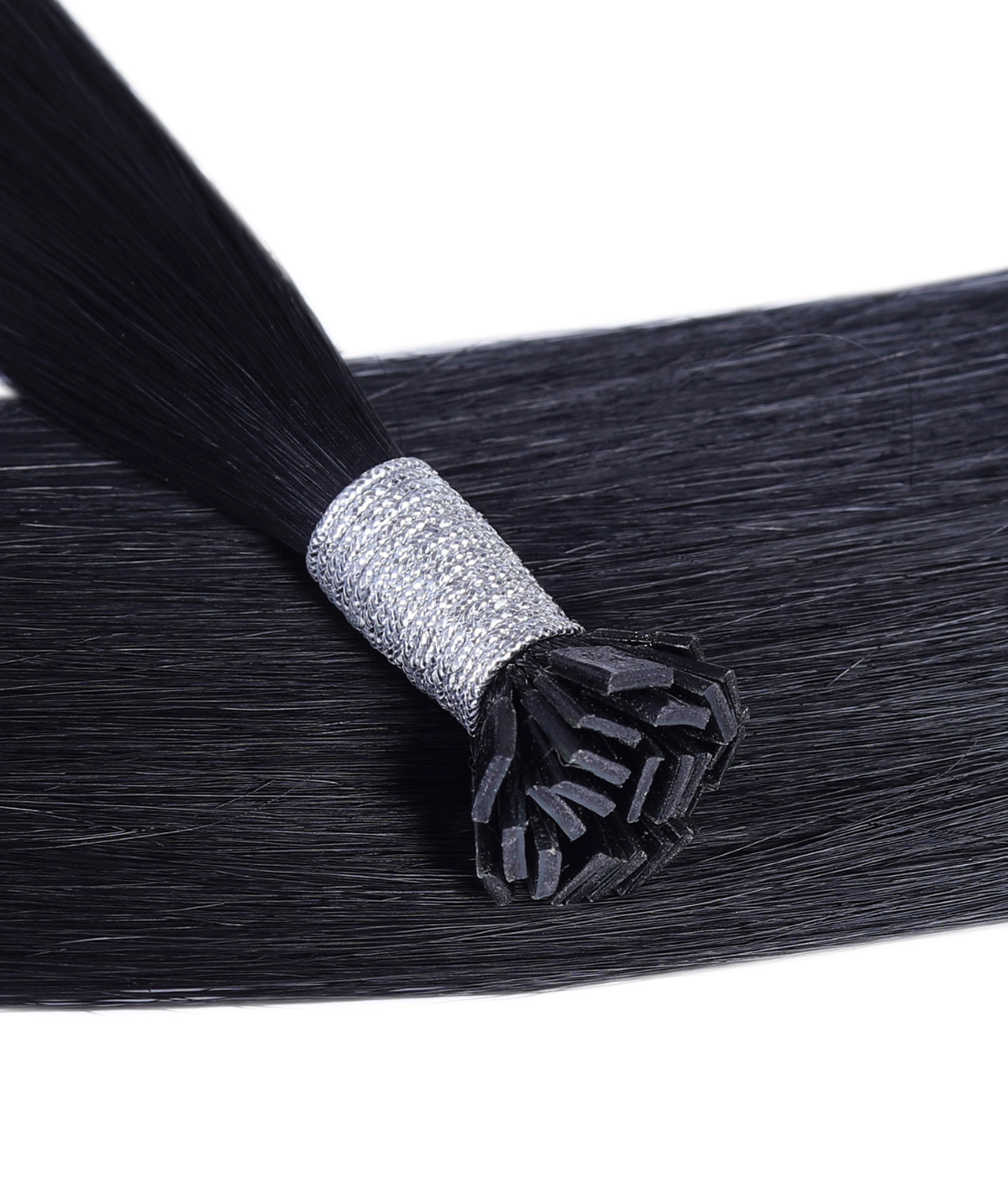 #1 Jet Black Flat Tip Keratin Bond Hair Extensions