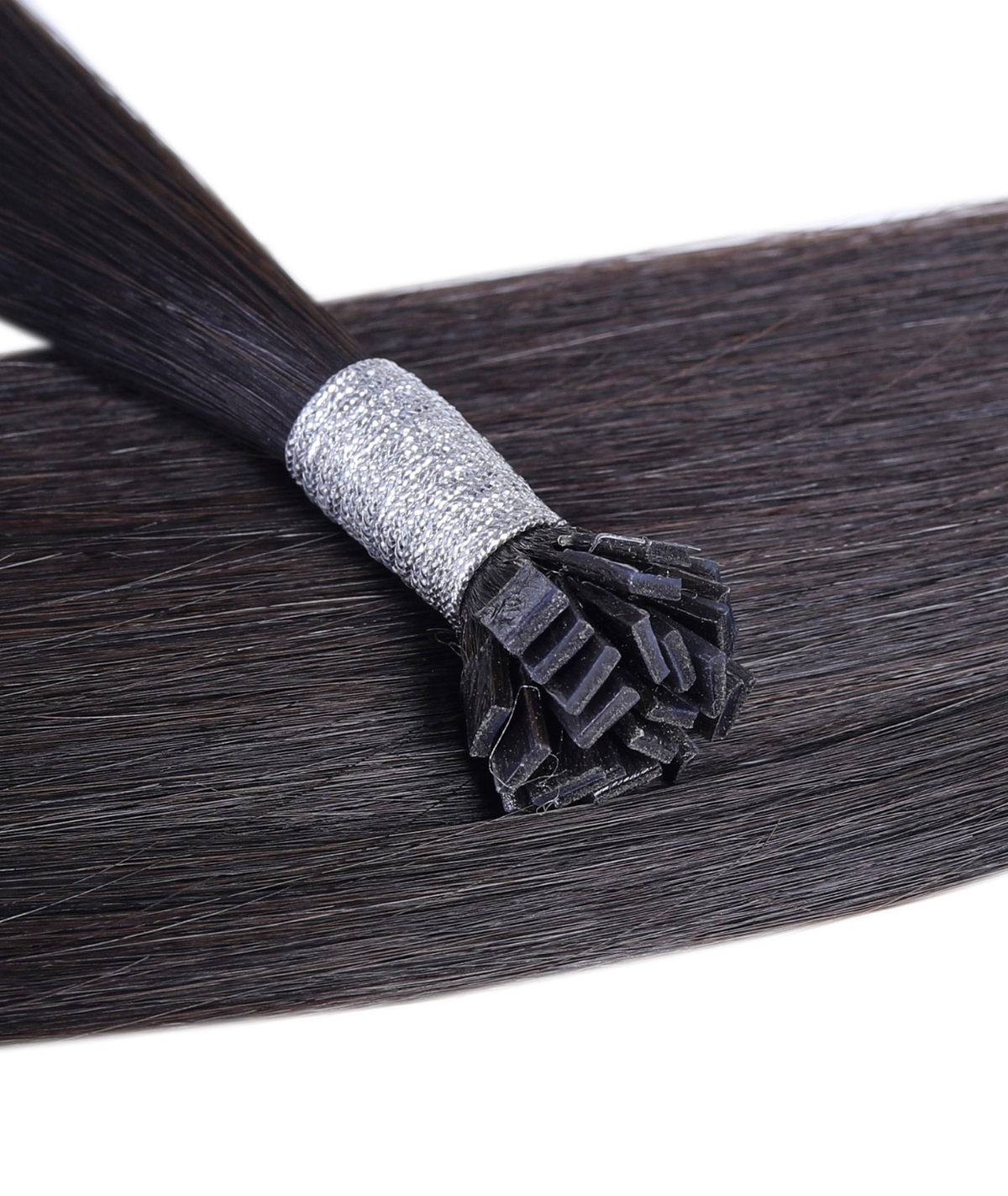 #1BL Darkest Brown Flat Tip Keratin Bond Hair Extensions