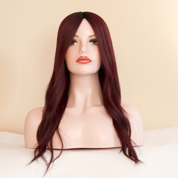 #Off Black Burgundy Ombre Mono Top Human Hair Wig