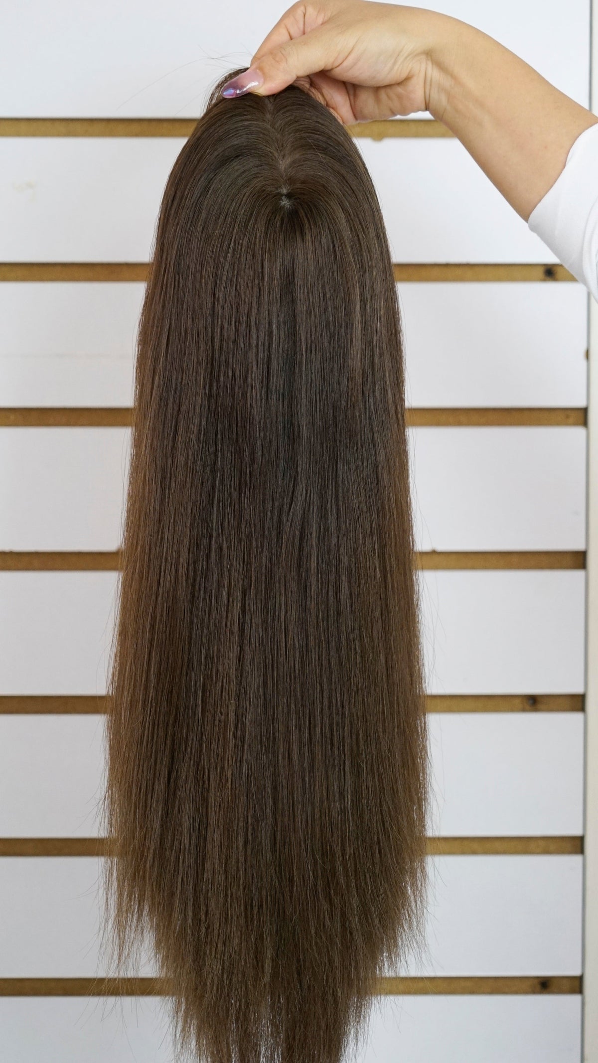 #2 Dark Brown Women&#39;s Injection Human Hair Topper