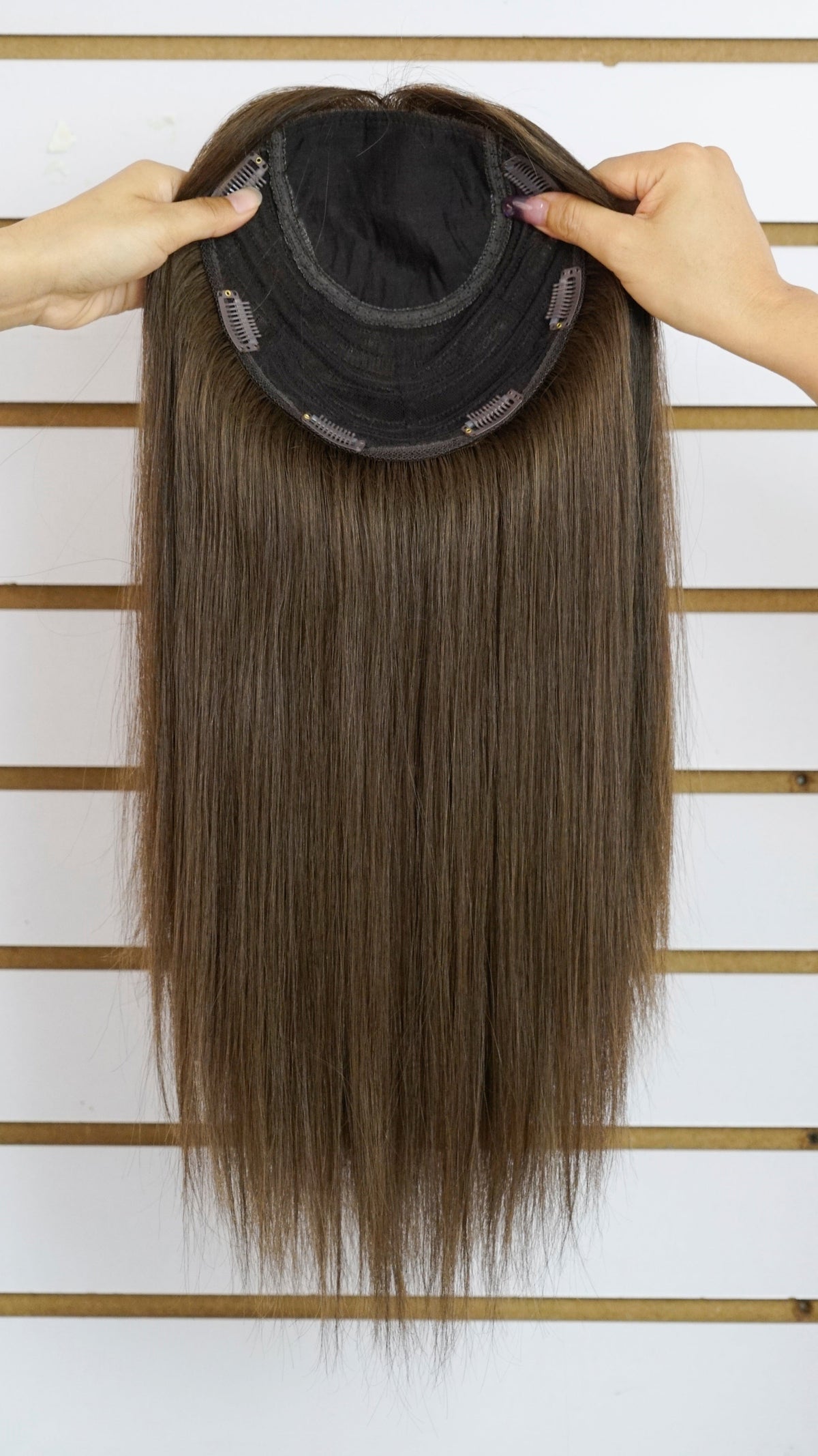 #2 Dark Brown Women&#39;s Injection Human Hair Topper