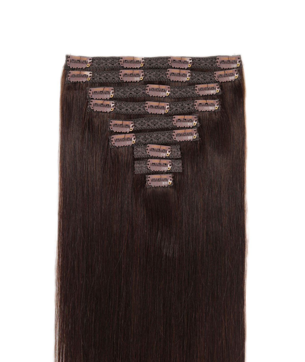 #2 Dark Brown Classic Clip In Hair Extensions 9pcs — Value Grade