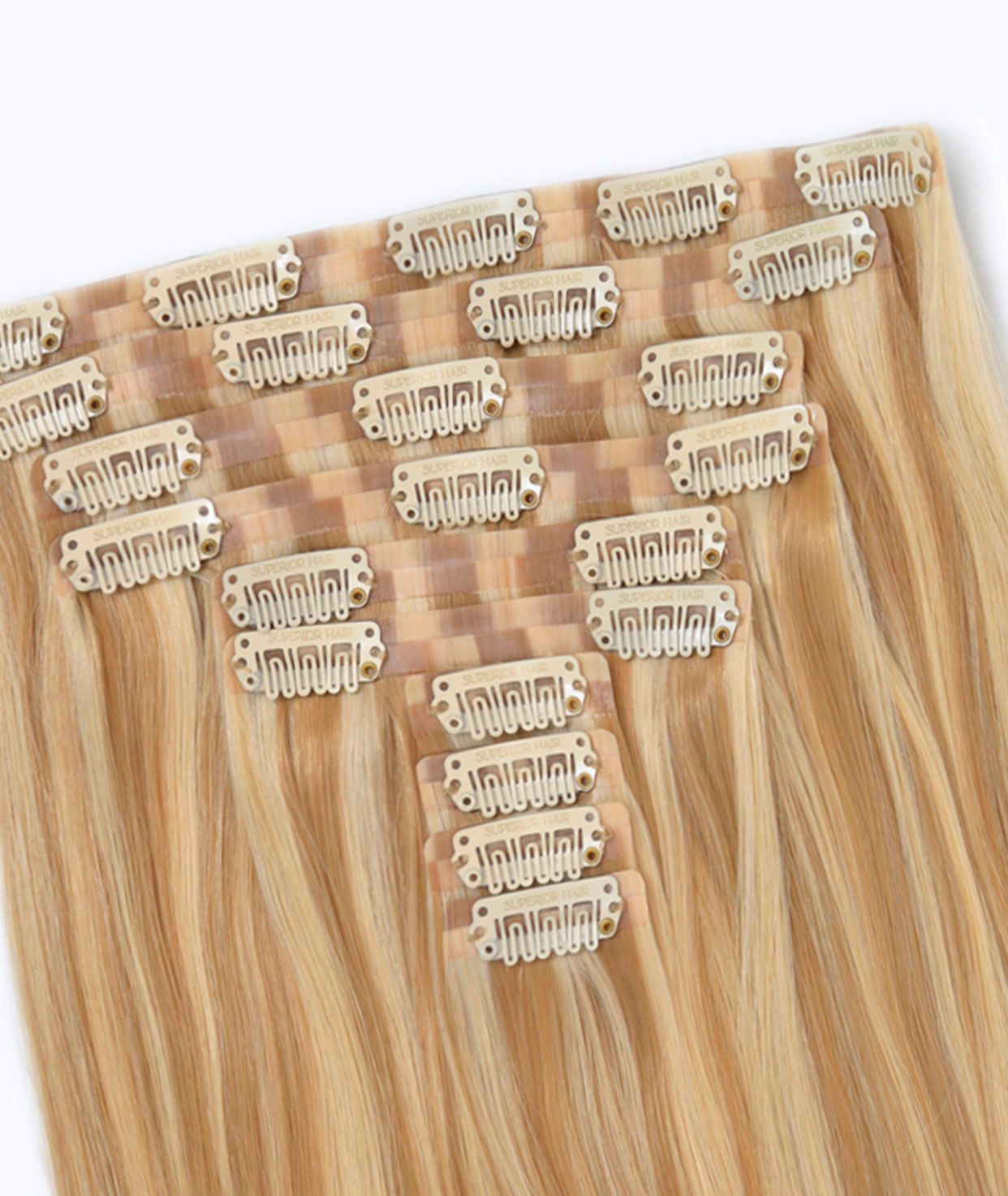 #16/22 Caramel Light Blonde Seamless Clip In Hair Extensions