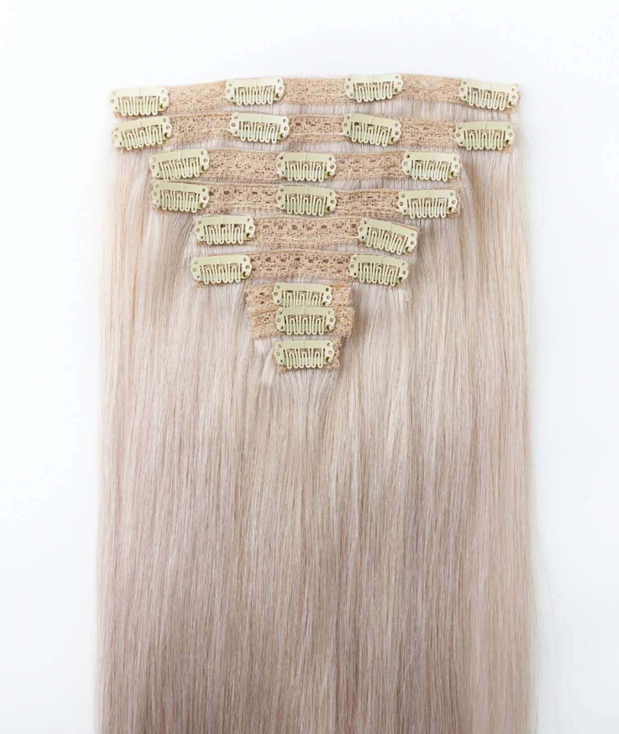 #60 Whitest Ash Blonde Classic Clip In Hair Extensions 9pcs