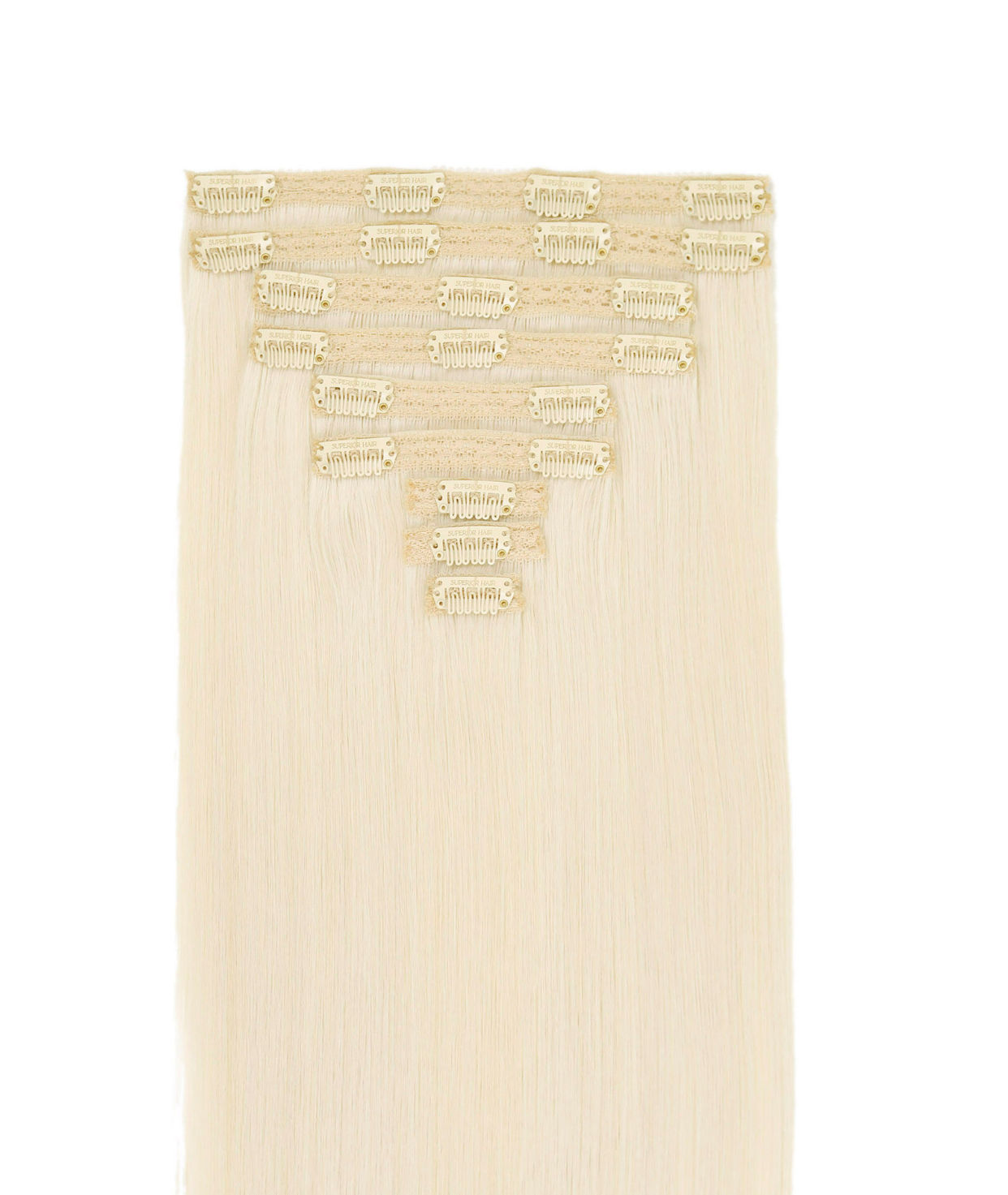 #60 Whitest Ash Blonde Classic Clip In Hair Extensions 9pcs