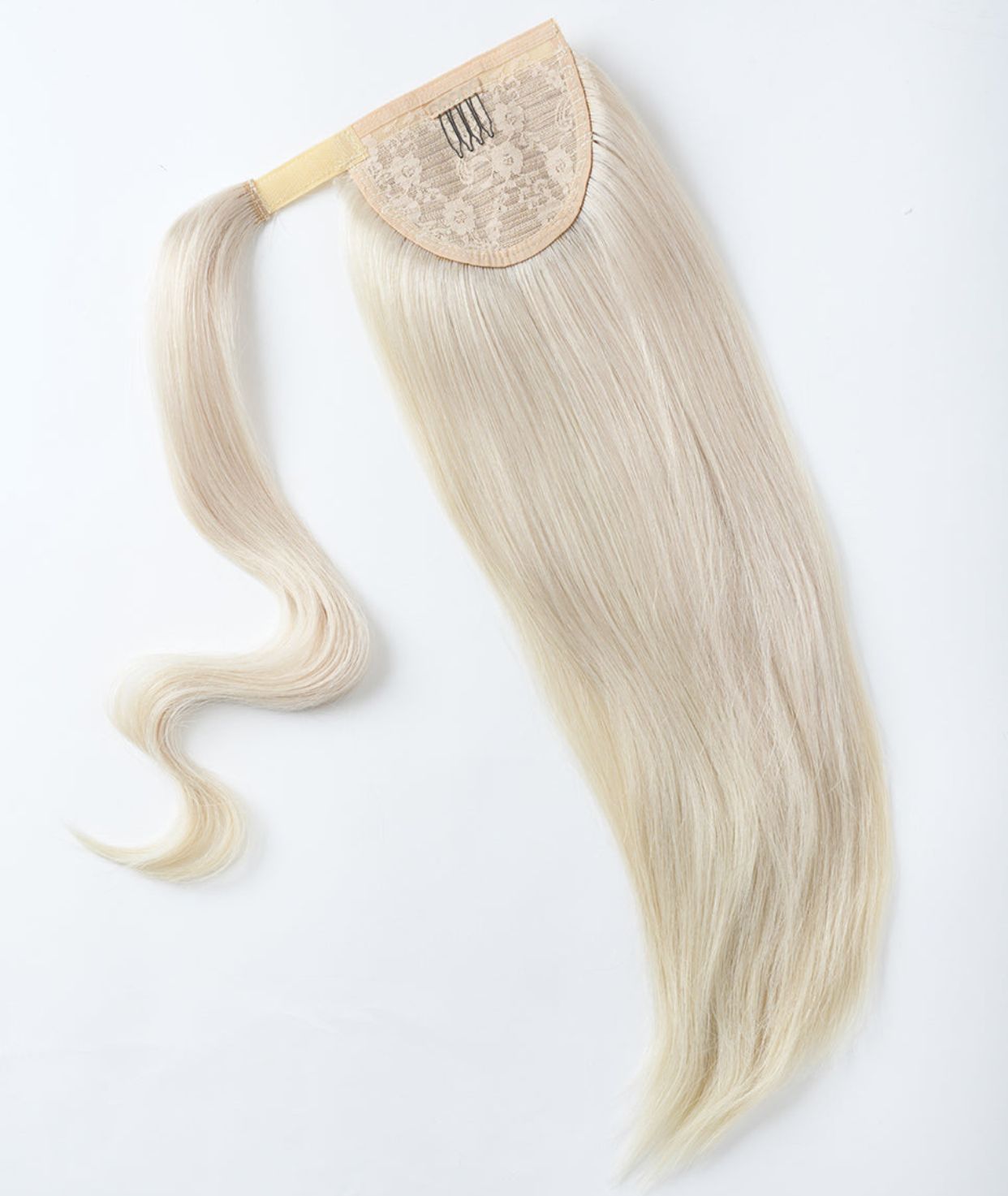 #60 Whitest Ash Blonde Ponytail Extensions — Value Grade