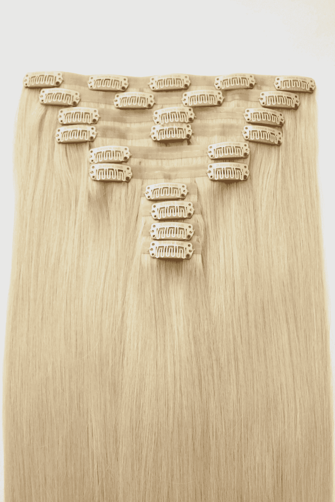 #613 Platinum Blonde Seamless Clip In Extensions — Value Grade