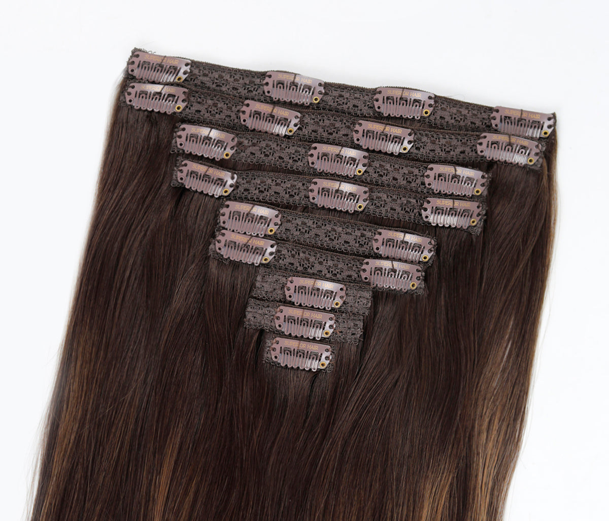 #Dark Ash Brown Balayage Classic Clip In Hair Extensions 9pcs