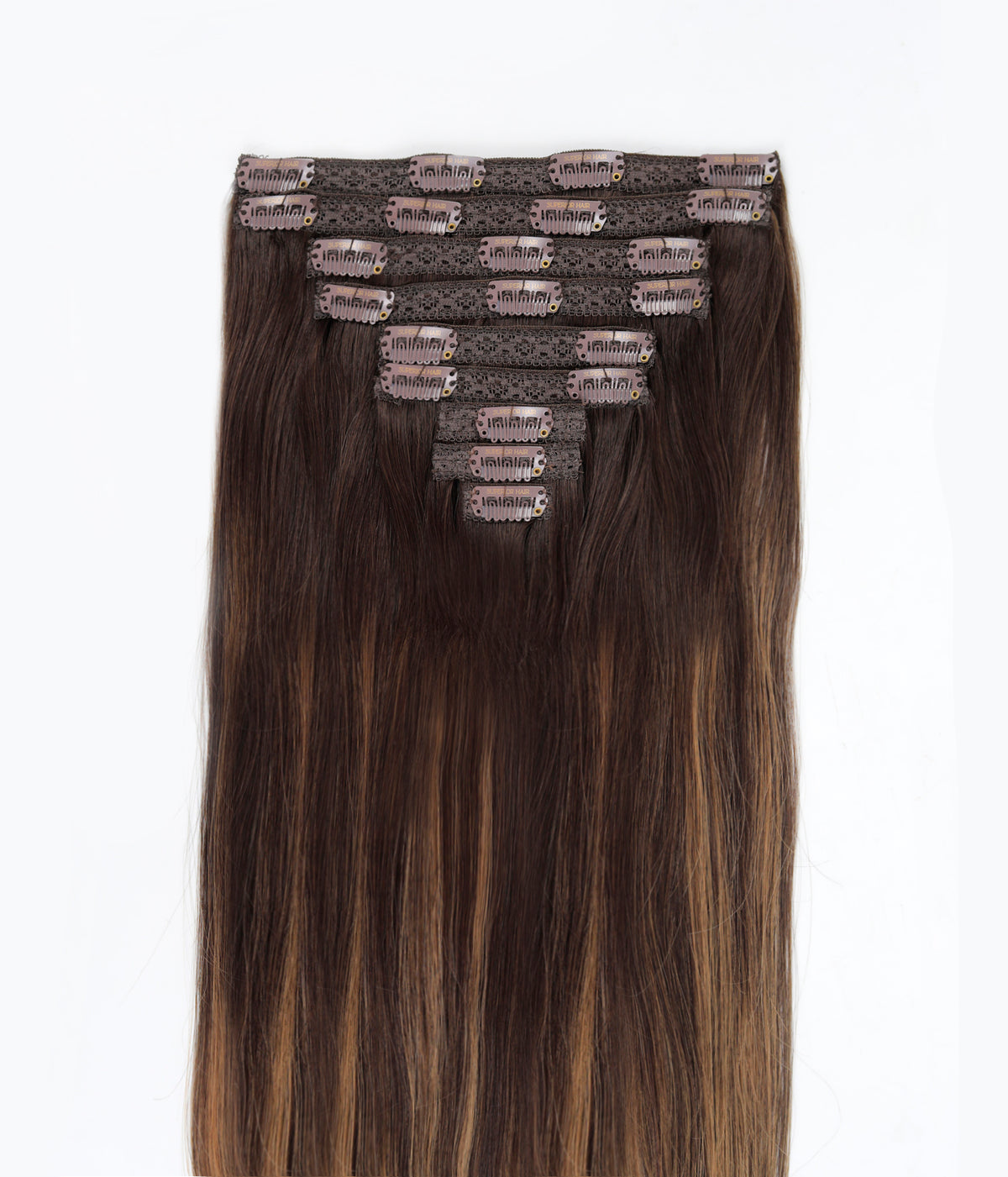 #Dark Ash Brown Balayage Classic Clip In Hair Extensions 9pcs