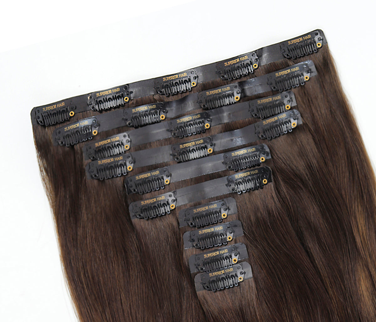 #Dark Ash Brown Balayage Seamless Clip In Hair Extensions