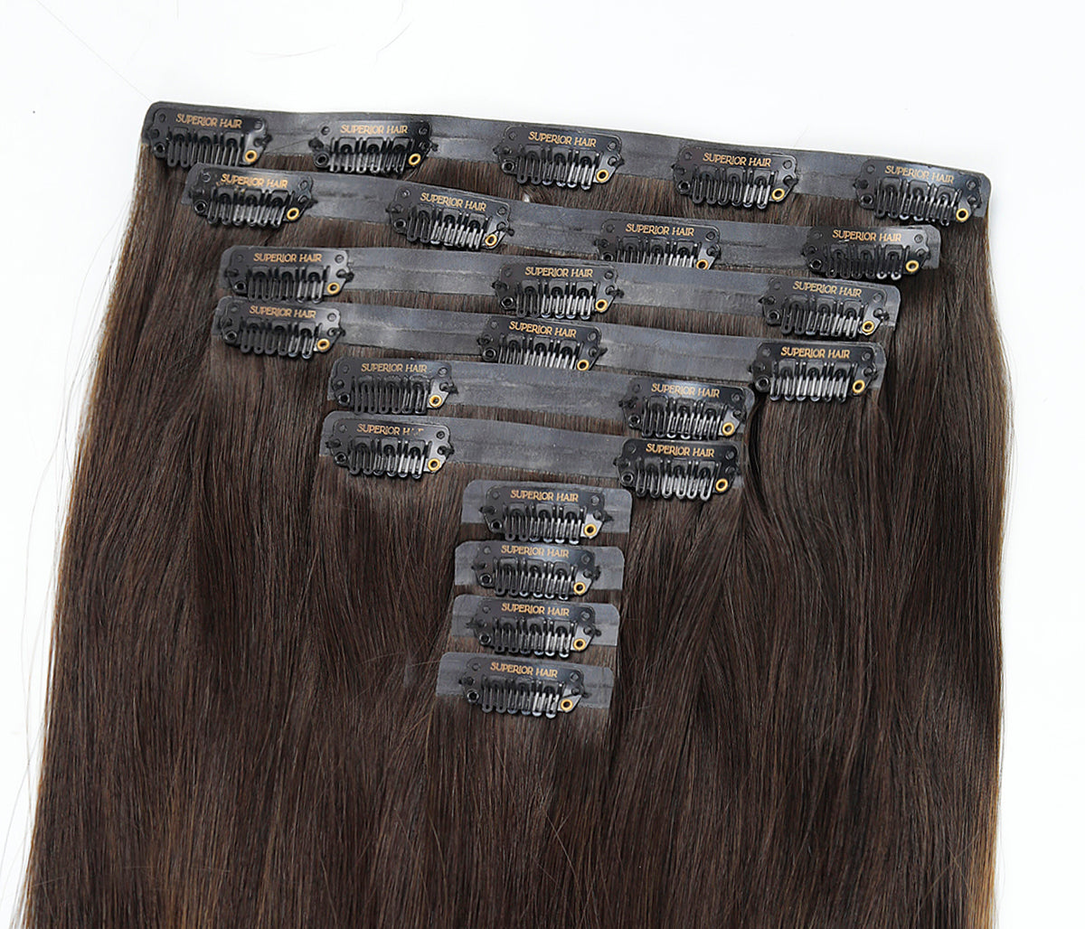 #Dark Brown Balayage Seamless Clip In Hair Extensions