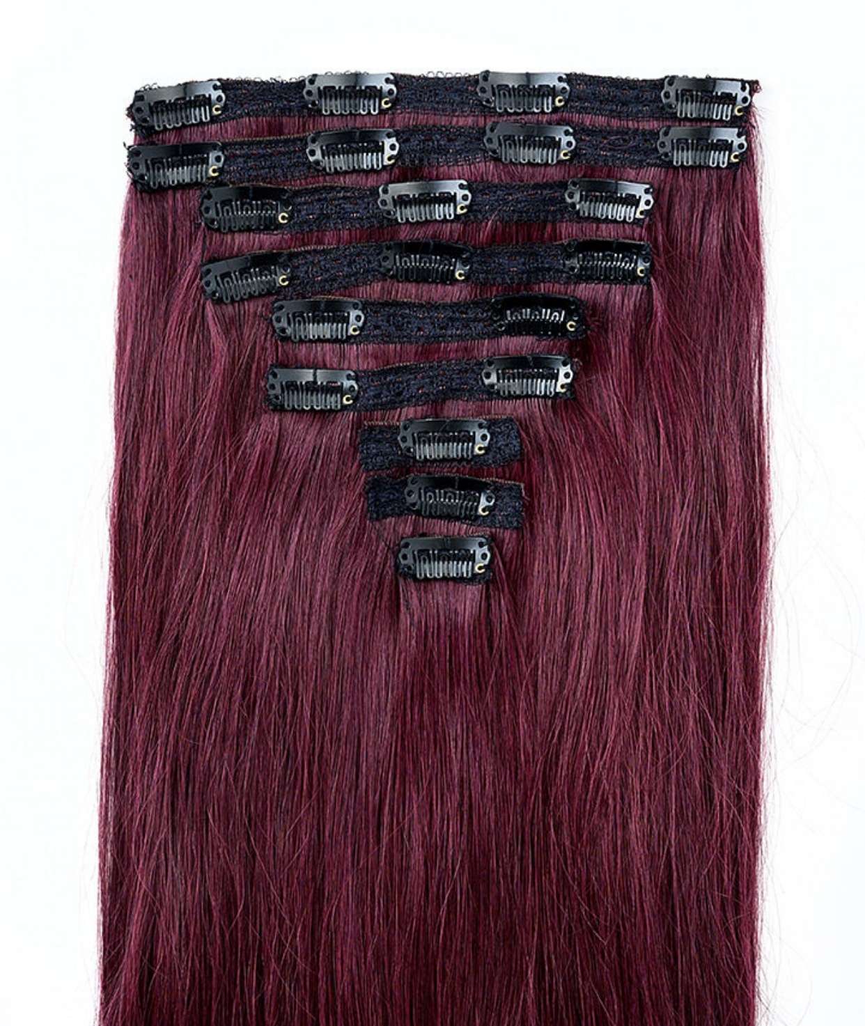 #Burgundy Classic Clip In Hair Extensions 9pcs — Value Grade