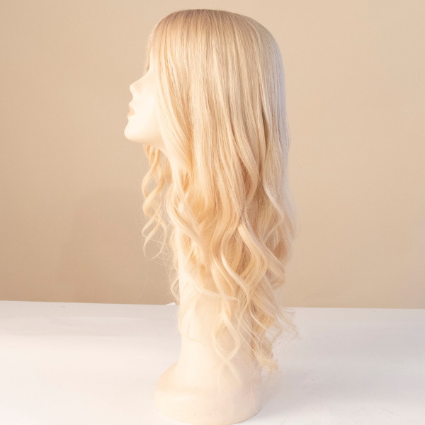 #Beach Blonde Ombre Mono Top Human Hair Wig