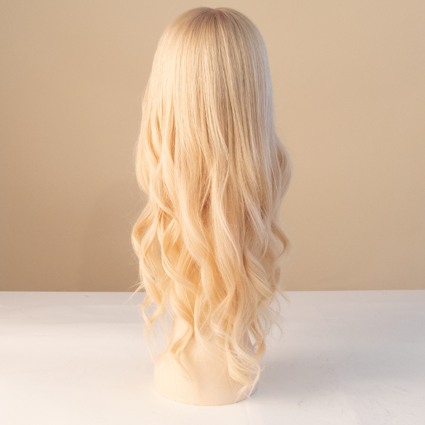 #Beach Blonde Ombre Mono Top Human Hair Wig