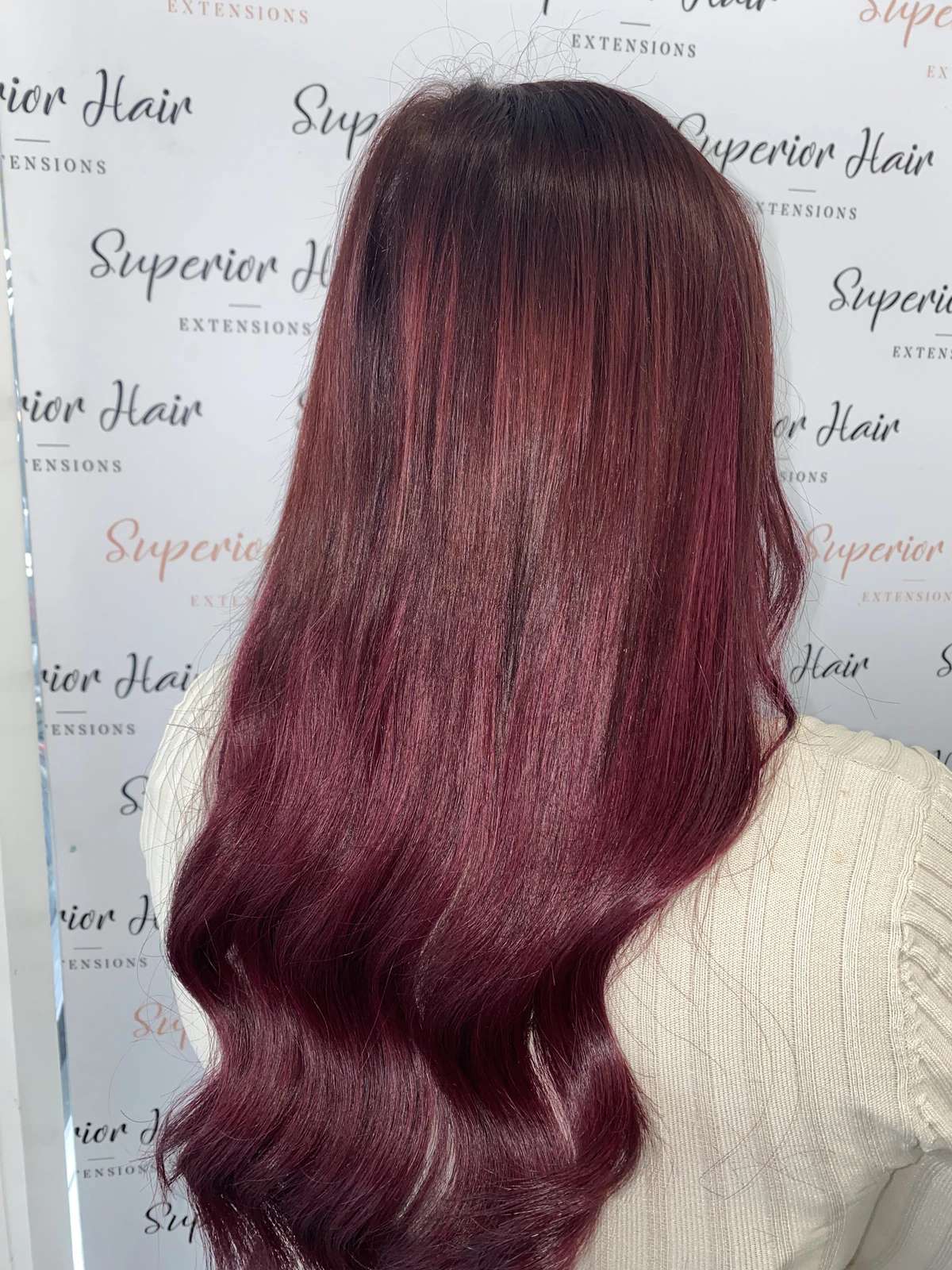 #Burgundy Superior Butterfly Weft™ Extensions
