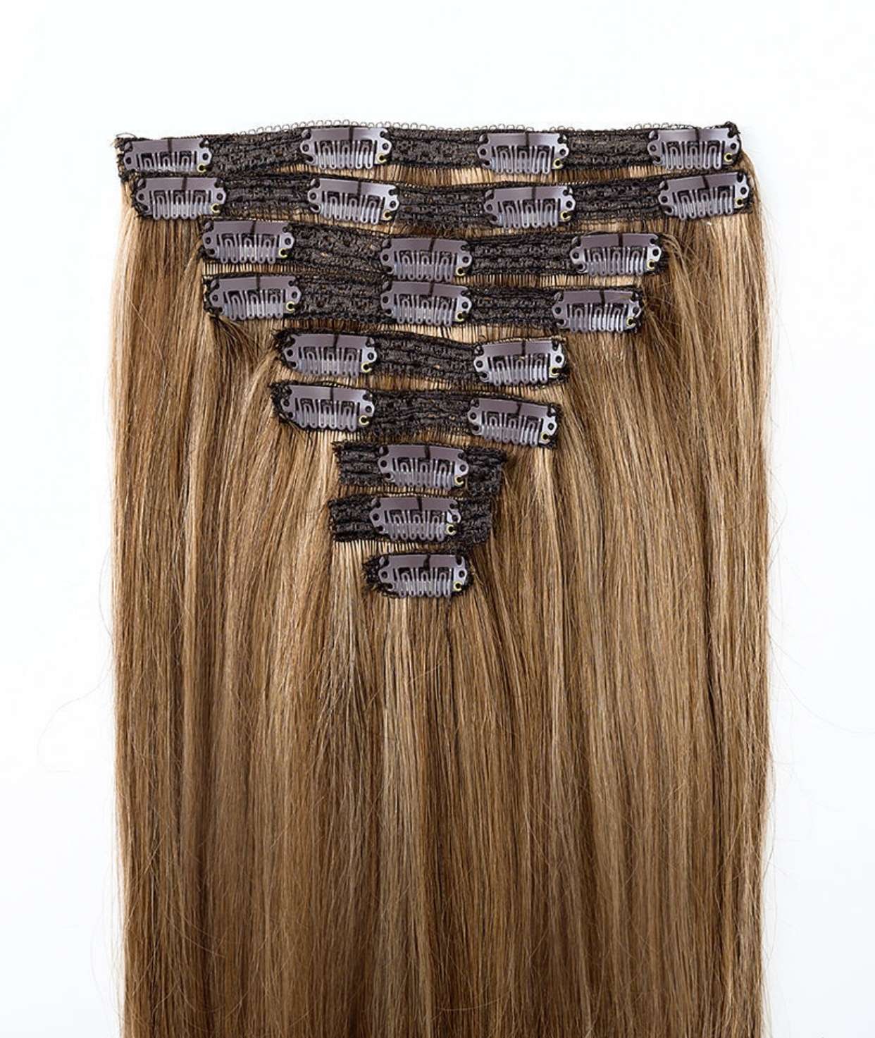 #Chestnut Brown Highlights Classic Clip In Hair Extensions 9pcs
