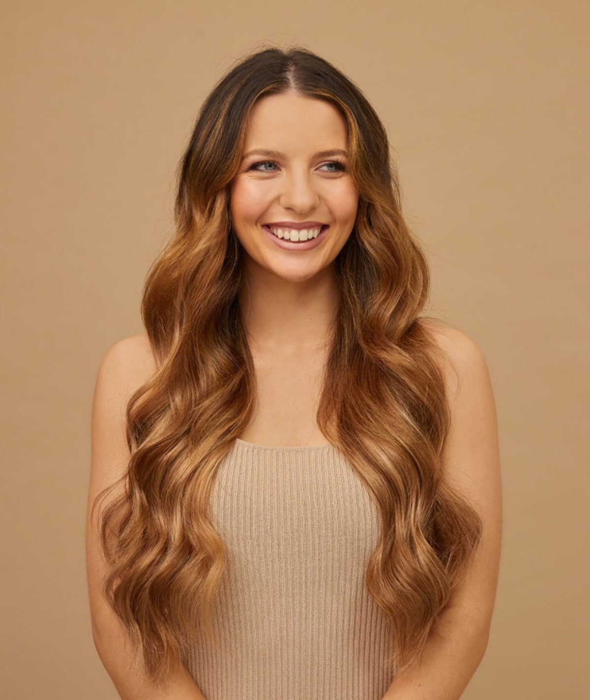 #Chestnut Brown Highlights Flat Tip Keratin Bond Hair Extensions
