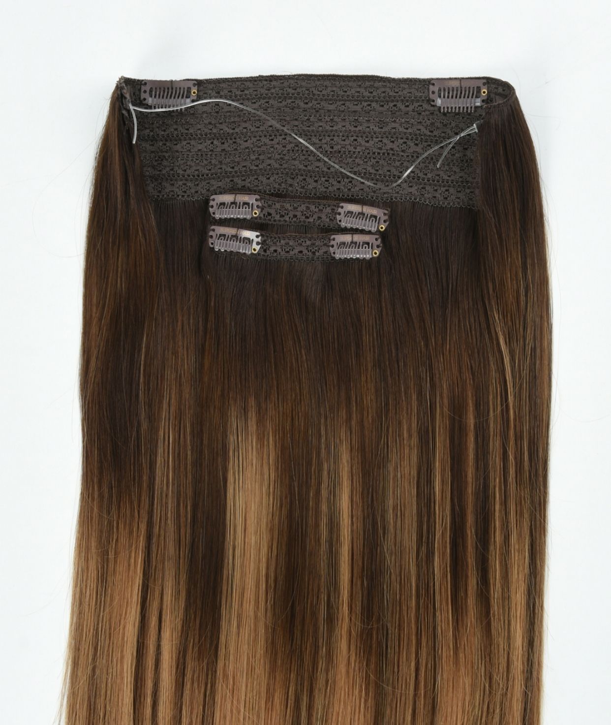 #Dark Ash Brown Balayage Classic Halo Hair Extensions