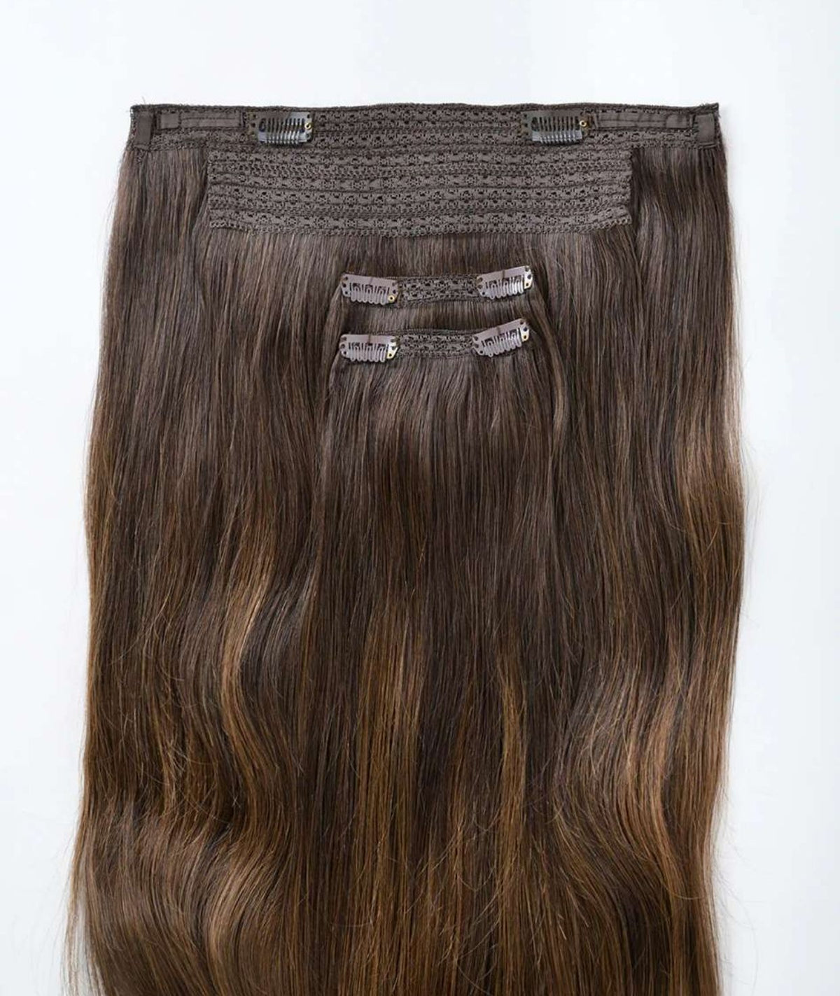 #Dark Brown Balayage Classic Halo Hair Extensions — Value Grade