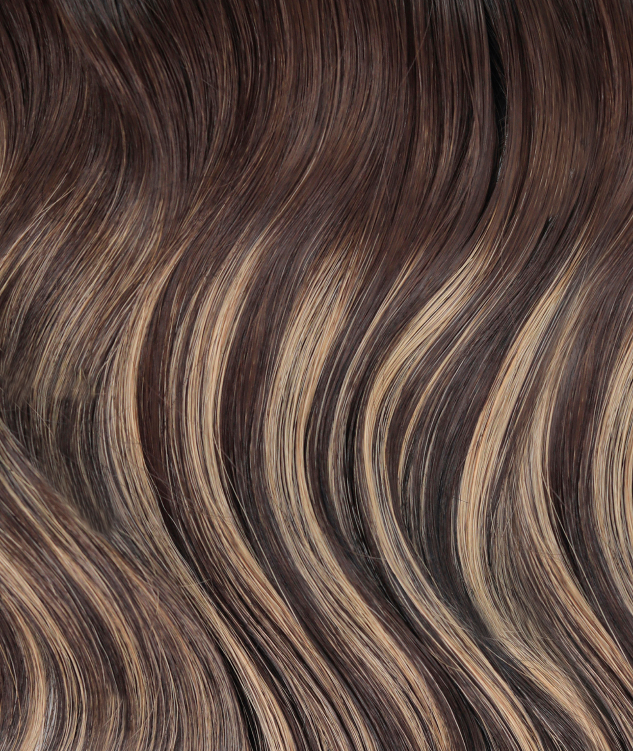 #Dark Ash Brown Balayage Ultra Seamless Tape In Extensions(Curly) — Value Grade