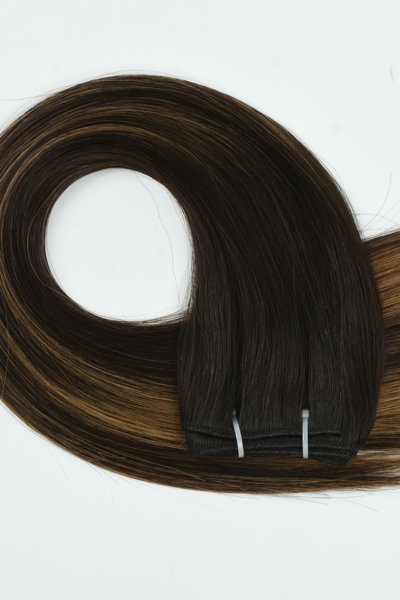 #Dark Ash Brown Balayage Traditional Weft Extensions