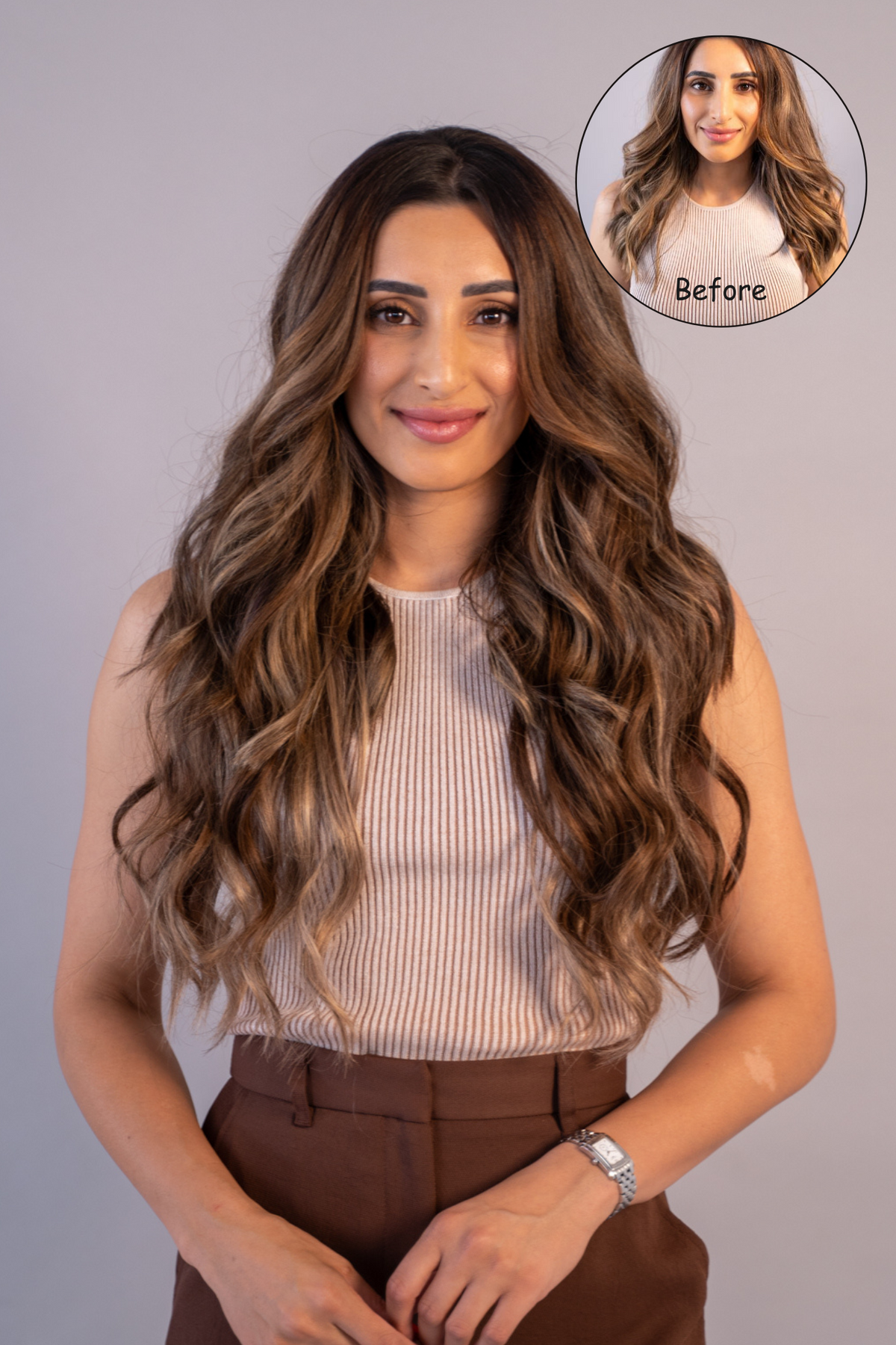 #Dark Ash Brown Balayage Seamless Clip In Hair Extensions