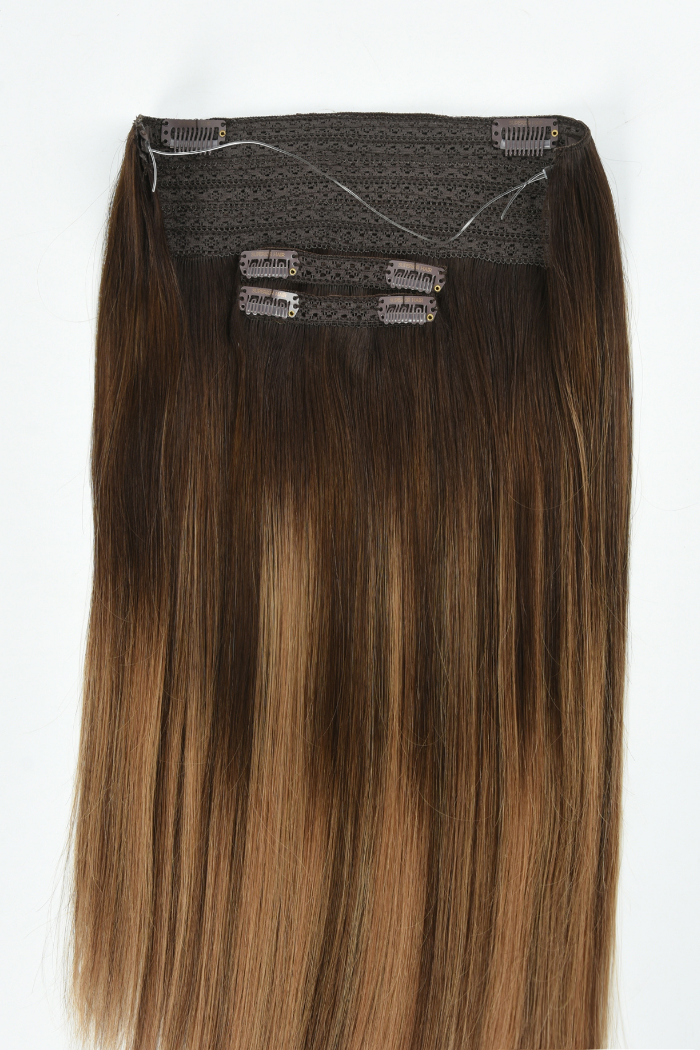 #Dark Ash Brown Balayage Classic Halo Hair Extensions — Value Grade