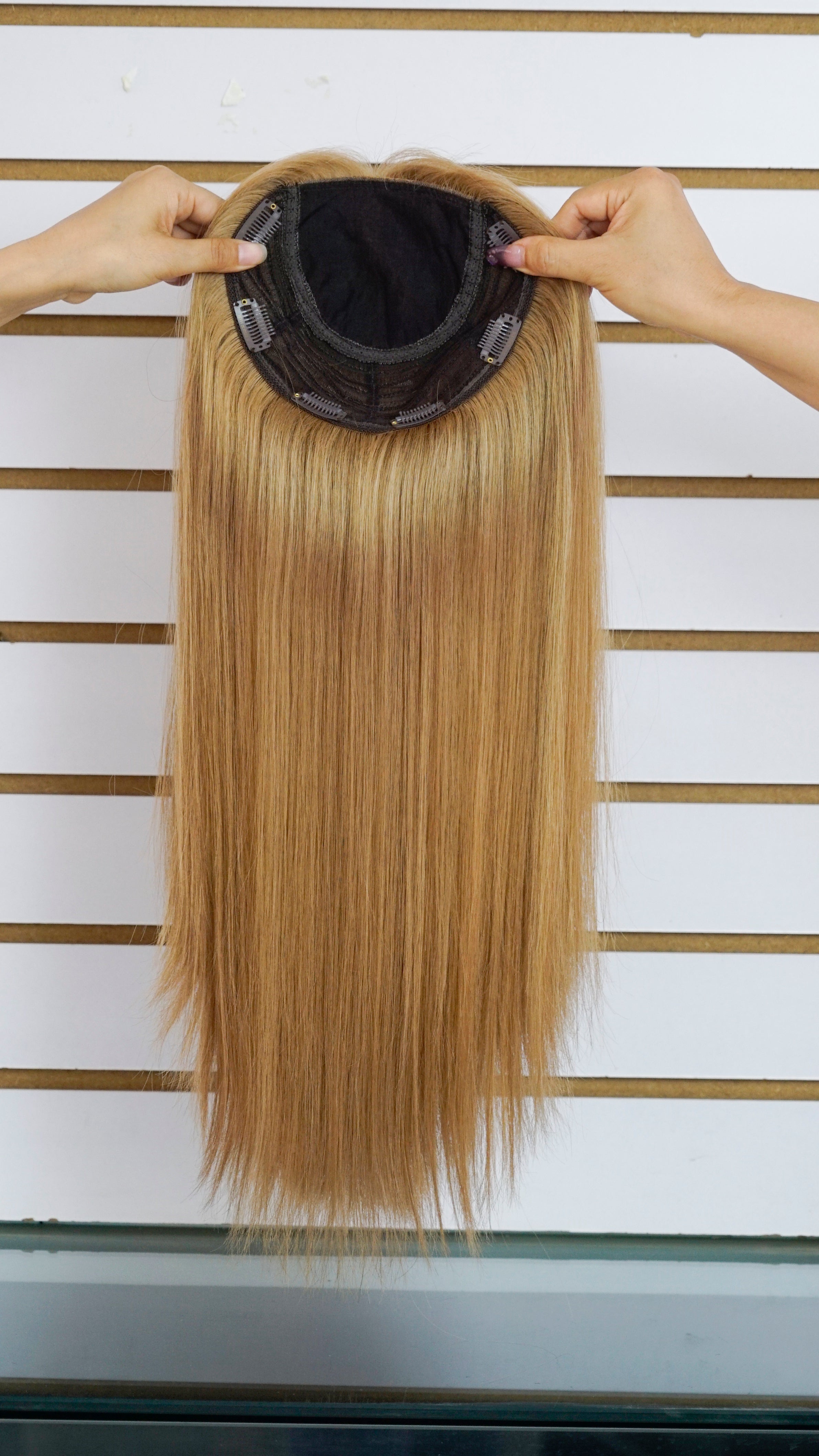 Dark Blonde Balayage Women's Injection Human Hair Topper