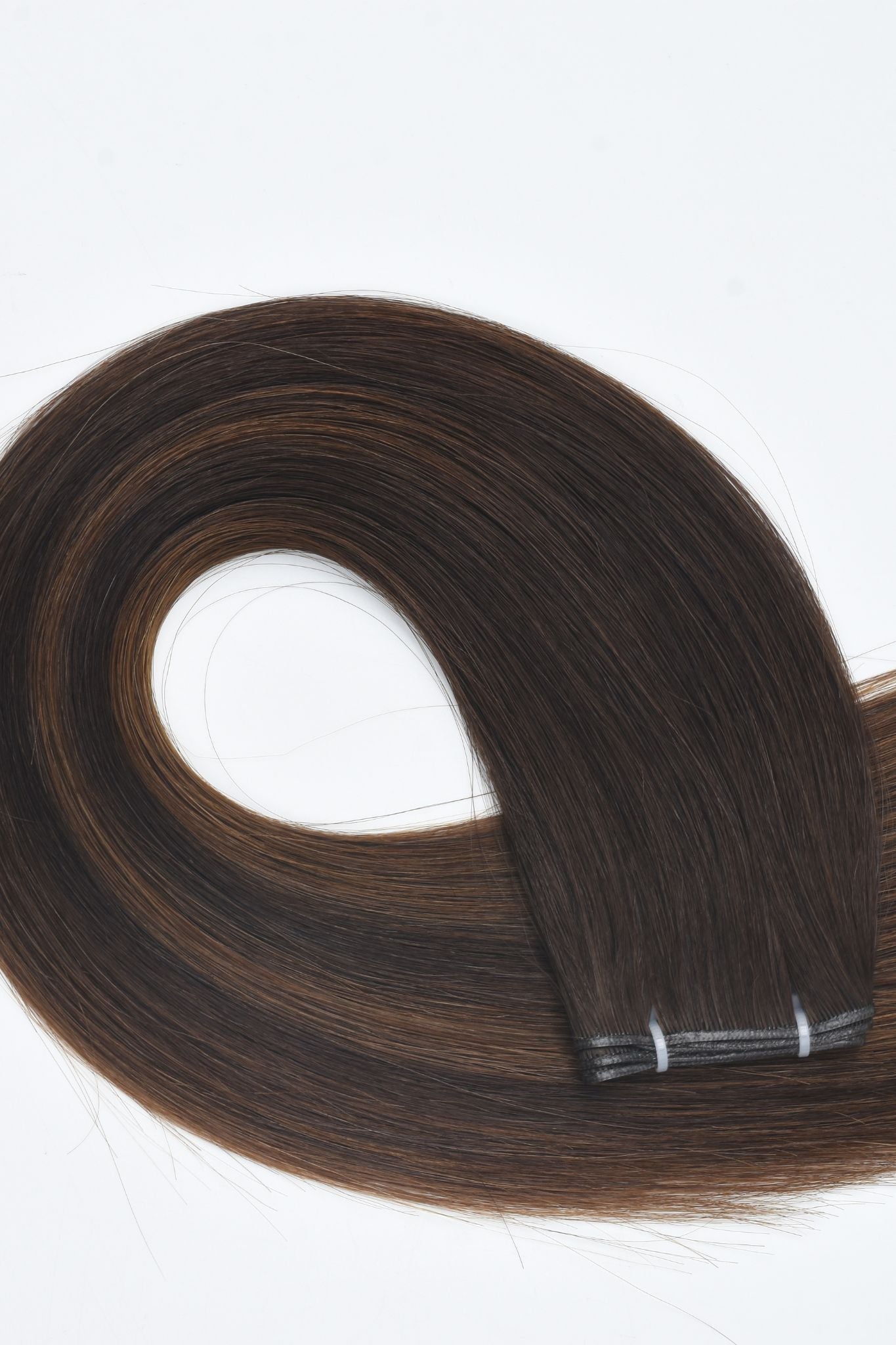 #Dark Brown Balayage Genius Hair Weft Extensions