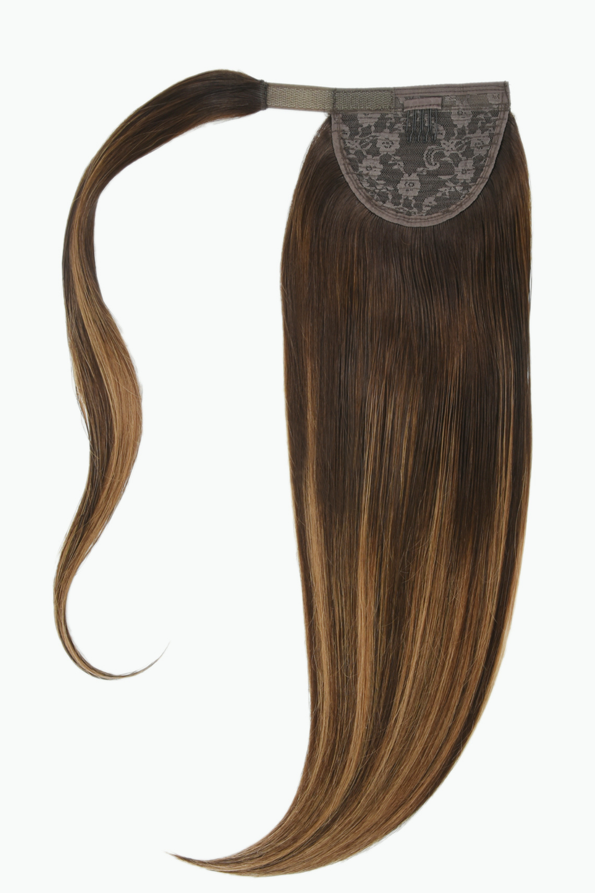 #Dark Ash Brown Balayage Ponytail Extensions